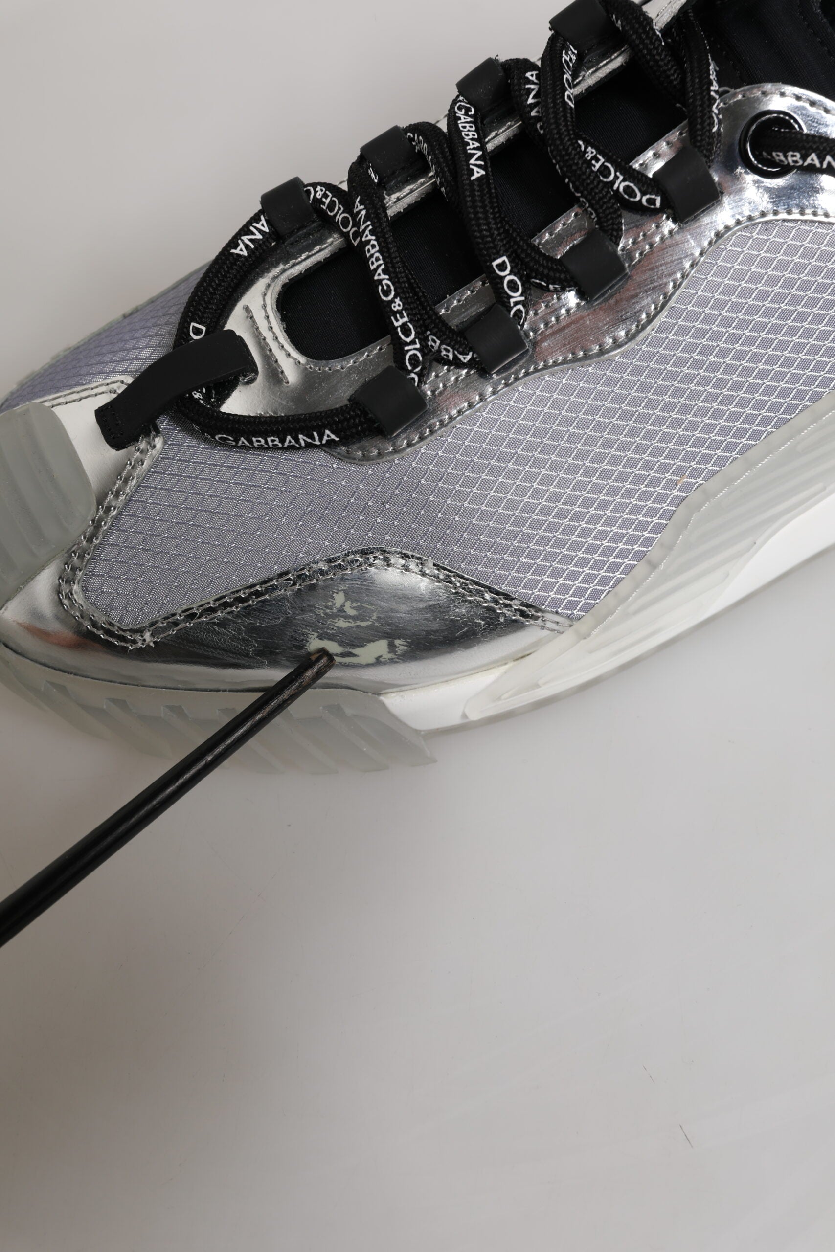 Dolce & Gabbana Silver Black Nylon NS1 Low Top Men Sneakers Men's Shoes (Pre-Owned)