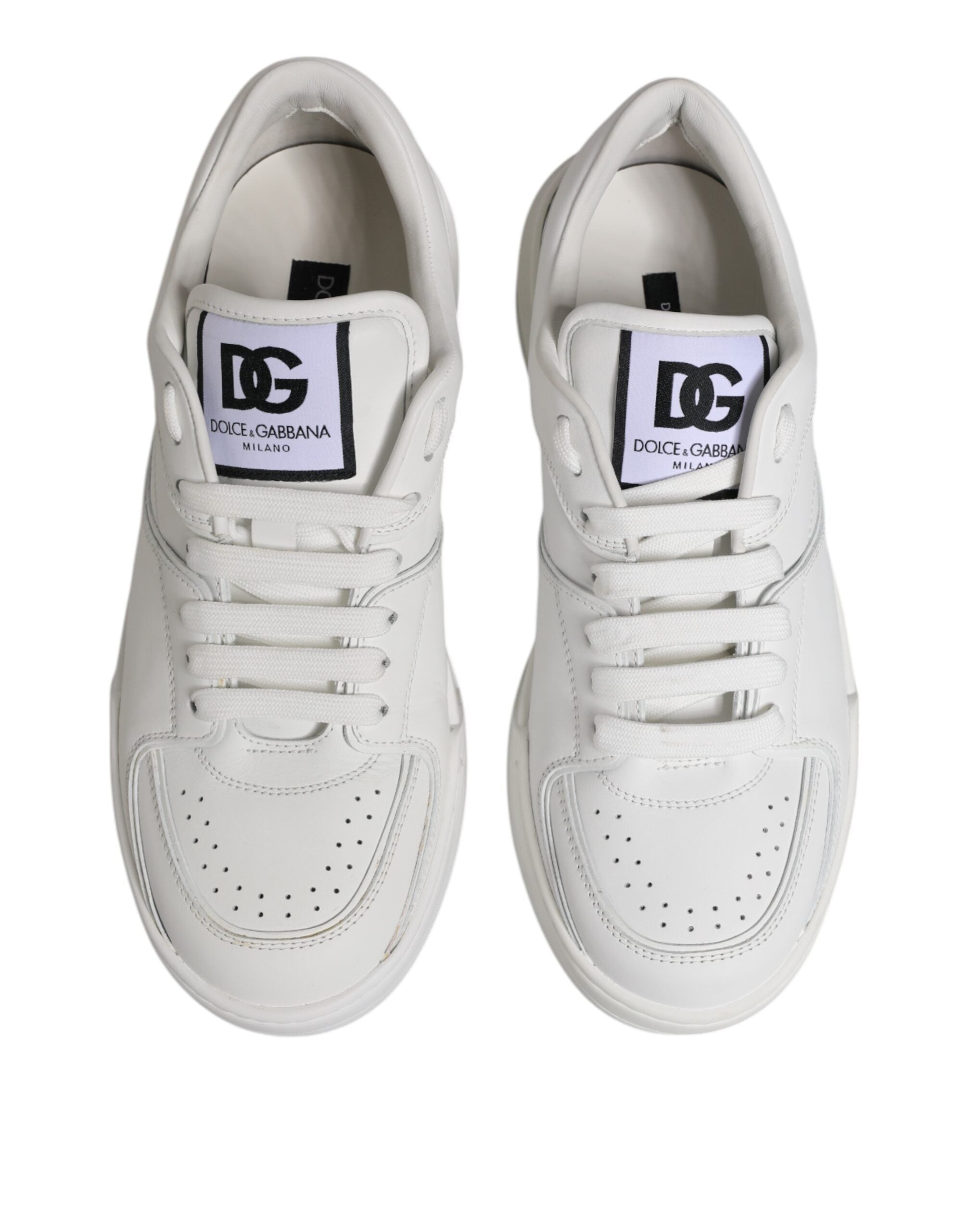 Dolce & Gabbana White Miami Leather Low Top Sneakers Men's Shoes (Pre-Owned)