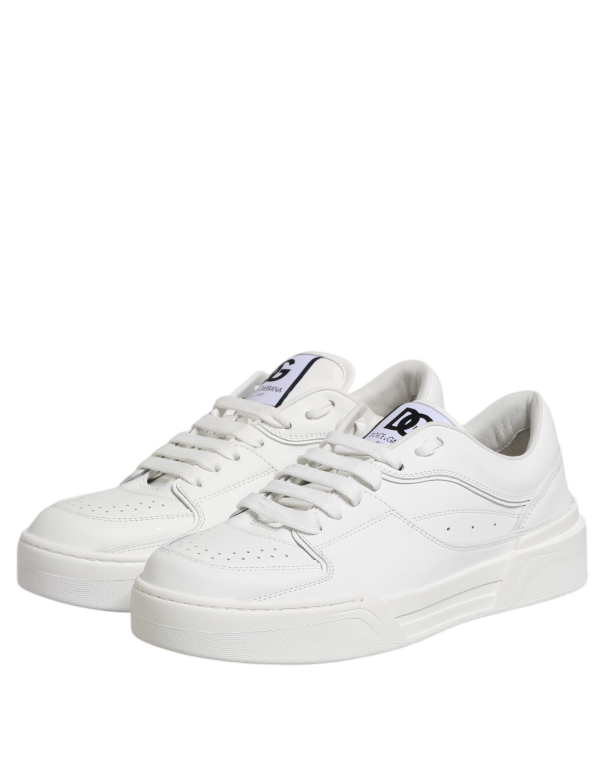 Dolce & Gabbana White Miami Leather Low Top Sneakers Men's Shoes (Pre-Owned)