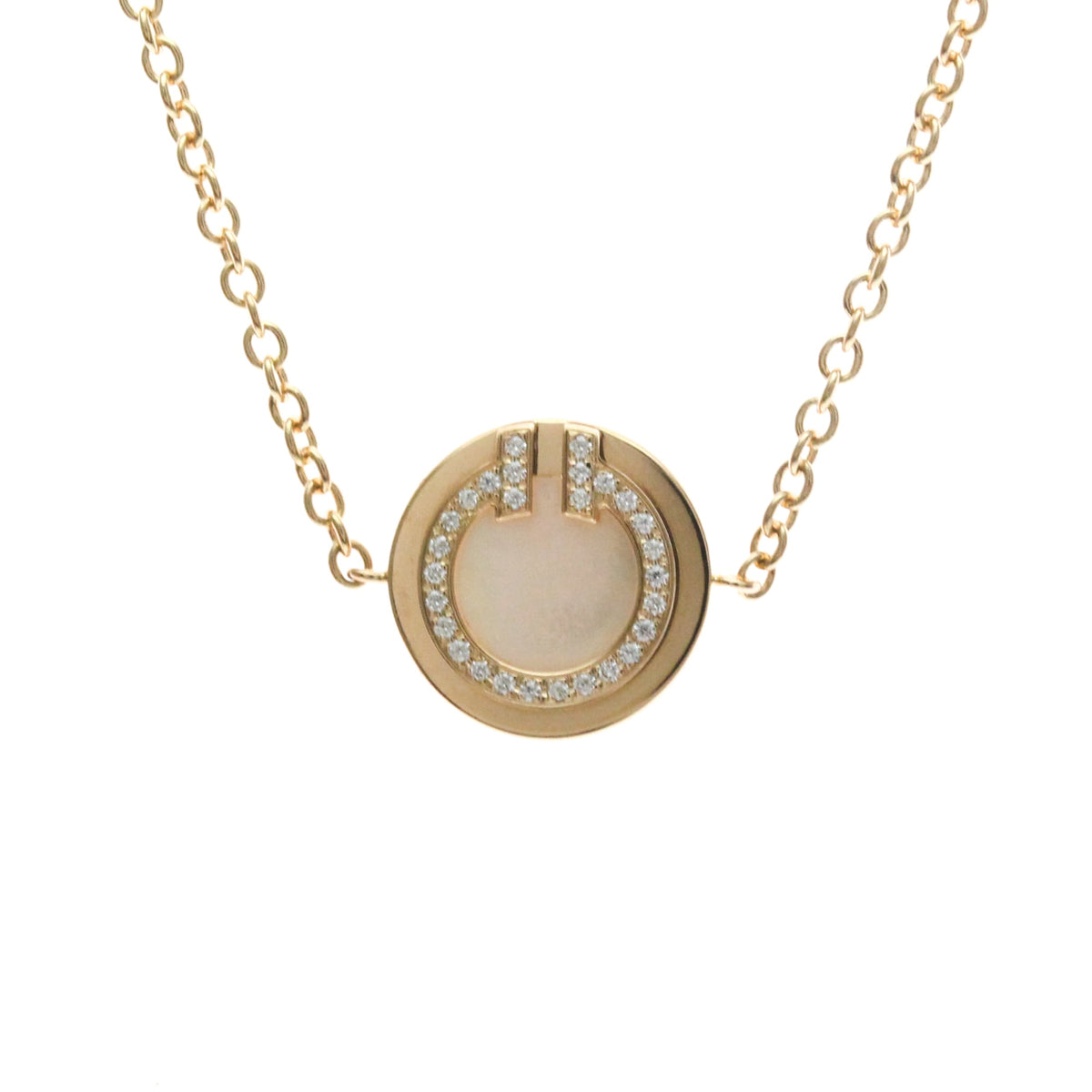 Tiffany & Co. T Circle Chain 18K Rose Gold With Mother Of Pearl And Diamonds Gold Pink_Gold Bracelet Jewelry (Pre-Owned)