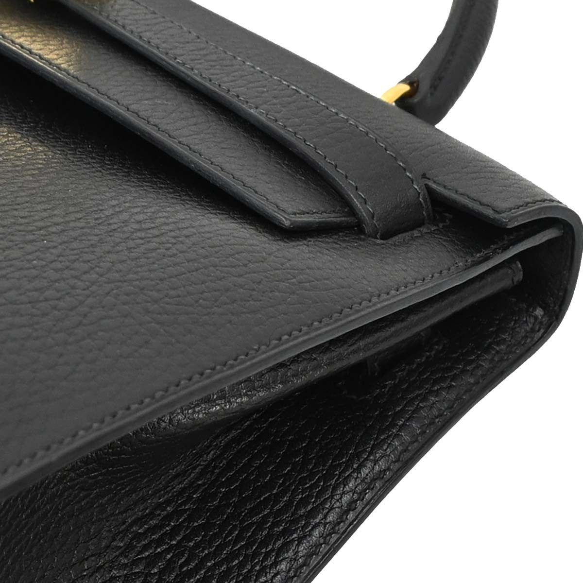 Hermes Kelly Black Ardennes With Gold Hardware Black Leather Handbag (Pre-Owned)