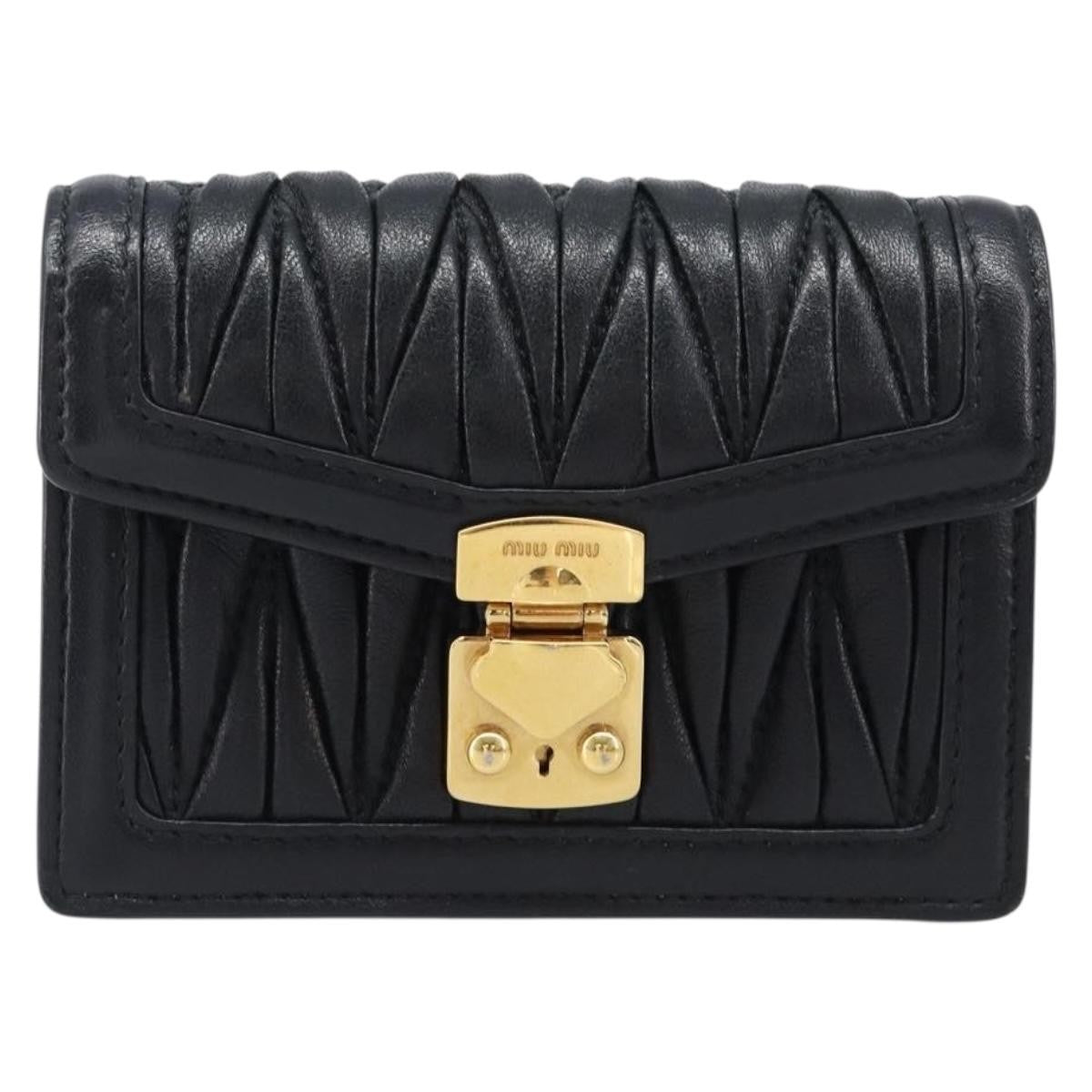 Miu Miu Biker Chain Matelasse Leather Black Leather Shoulder Bag Bag (Pre-Owned)