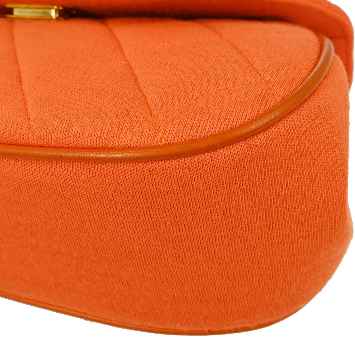 Chanel Shopping Quilted Knit Pluto Glitter Orange Cloth Handbag (Pre-Owned)
