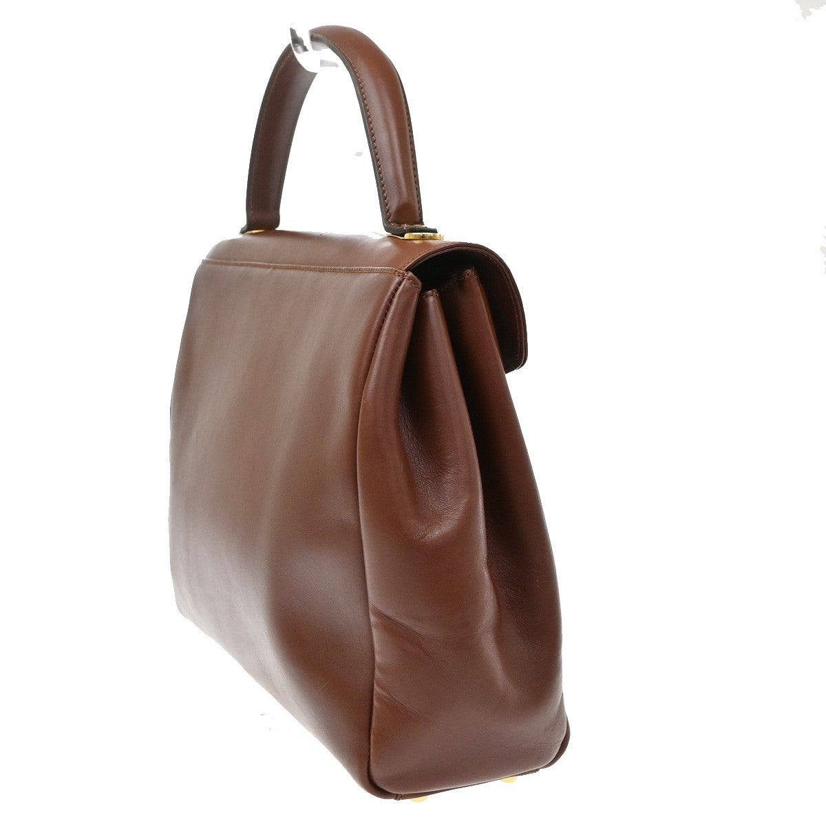 Salvatore Ferragamo Vintage Top Handle Leather Brown Leather Handbag (Pre-Owned)