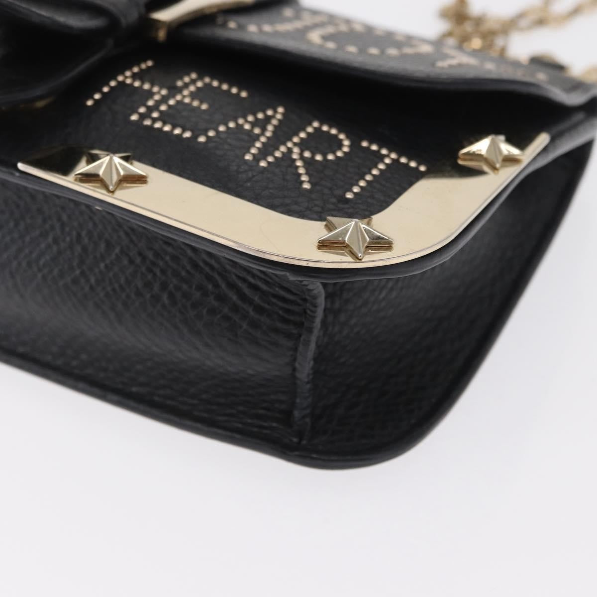 Valentino Garavani Chain Flap Leather Black Leather Shoulder Bag Bag (Pre-Owned)