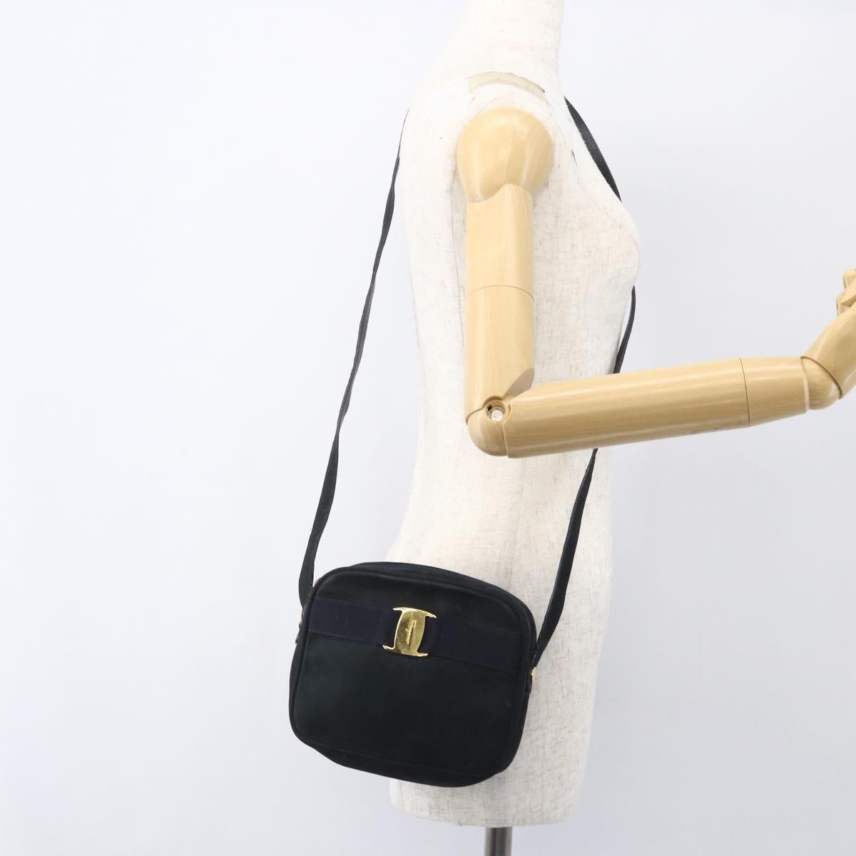 Salvatore Ferragamo Vala Suede Navy Suede Shoulder Bag Bag (Pre-Owned)