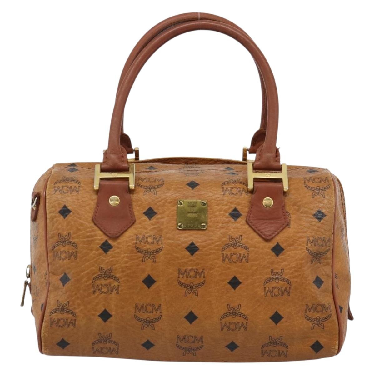 MCM Visetos Logogramme Leather Brown Leather Handbag (Pre-Owned)