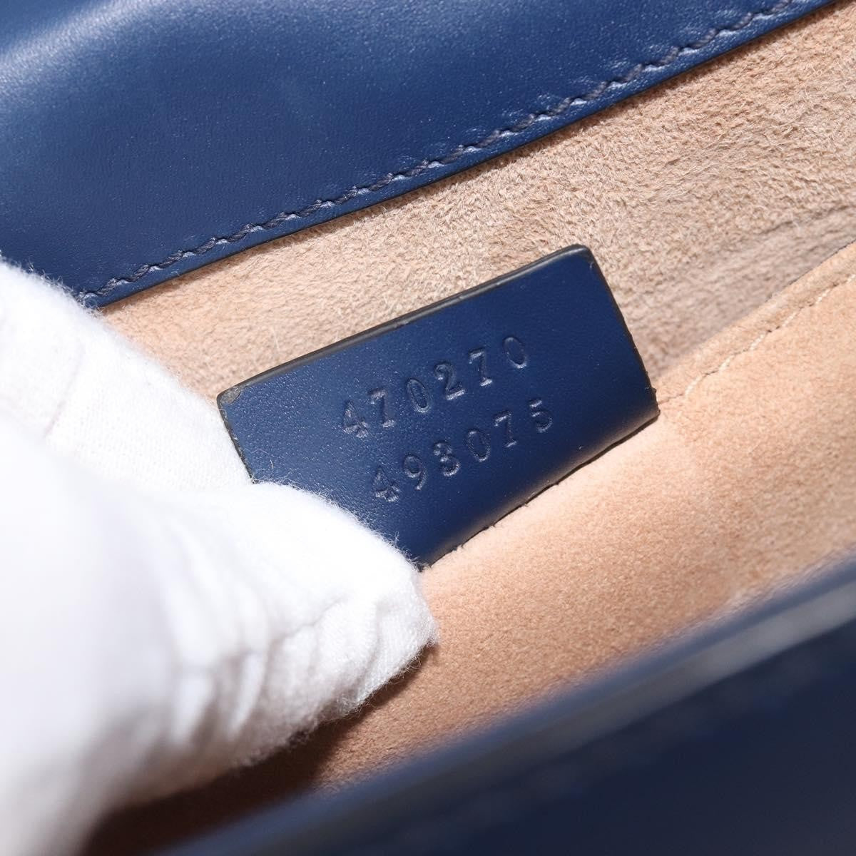 Gucci Sylvie Top Handle Leather Navy Leather Handbag (Pre-Owned)