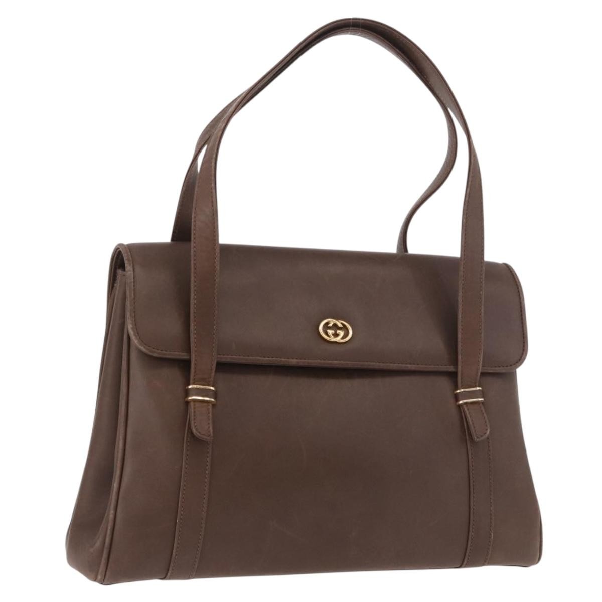 Gucci Vintage Leather Brown Leather Tote Bag Bag (Pre-Owned)