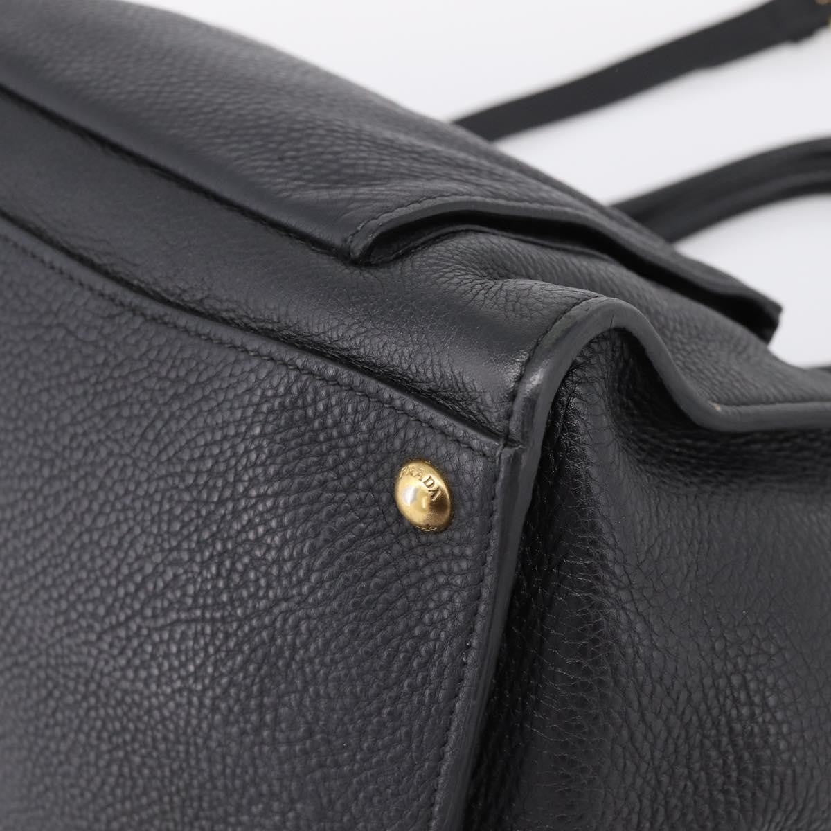 Prada Front Pocket Convertible Vitello Daino Black Leather Tote Bag Bag (Pre-Owned)