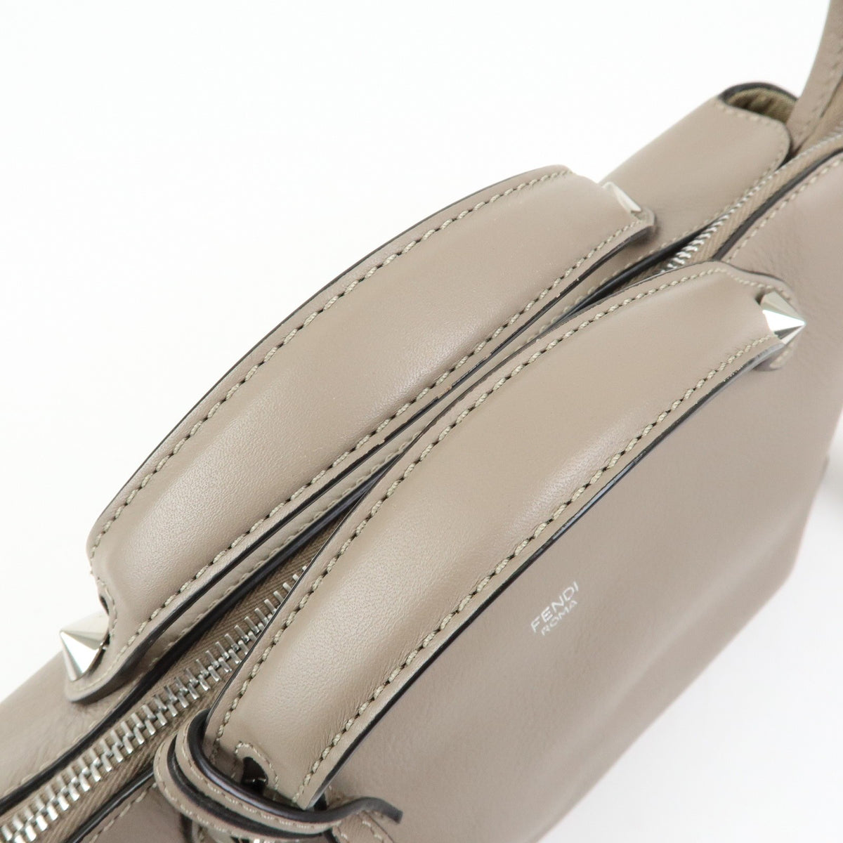 Fendi By The Way Satchel Leather Beige Leather Handbag (Pre-Owned)