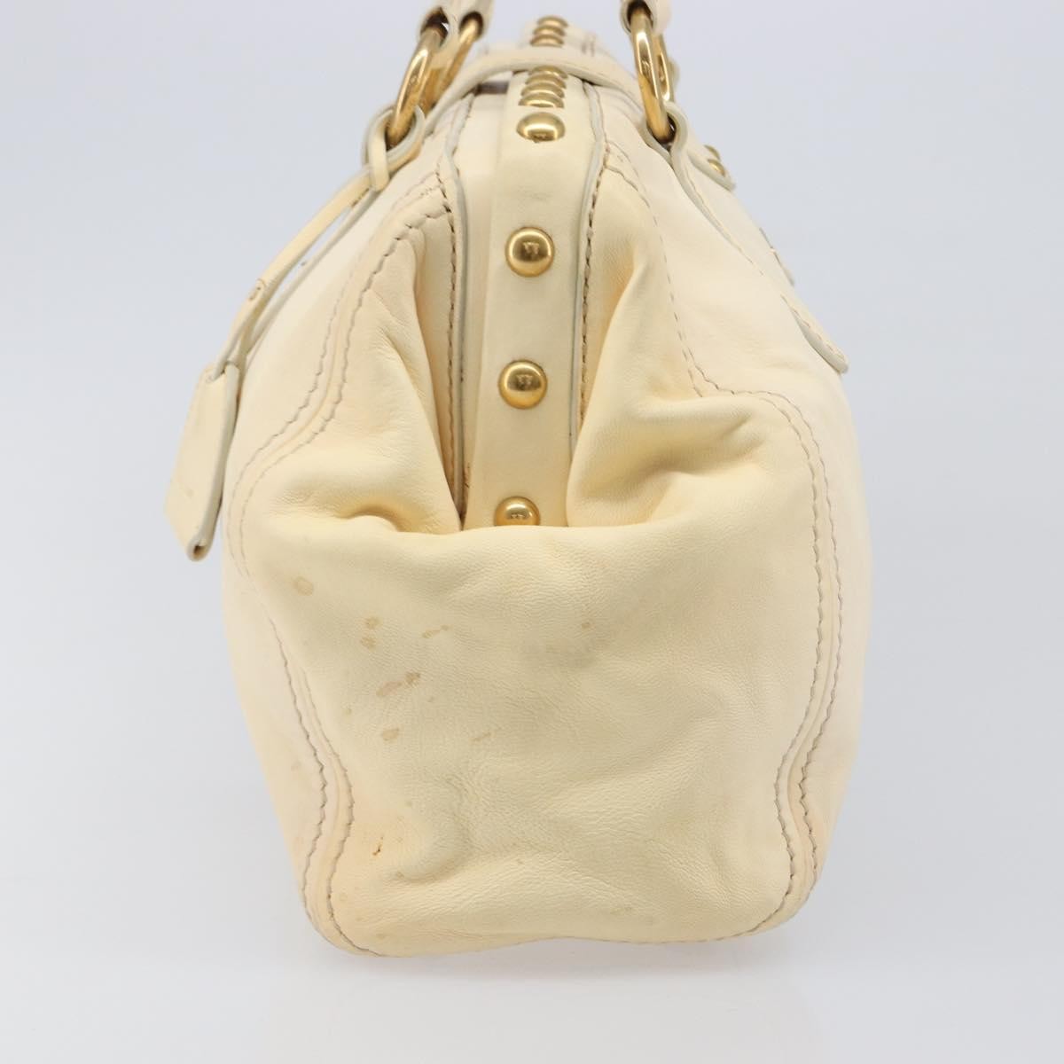 Miu Miu Beau Top Handle Leather Beige Leather Handbag (Pre-Owned)