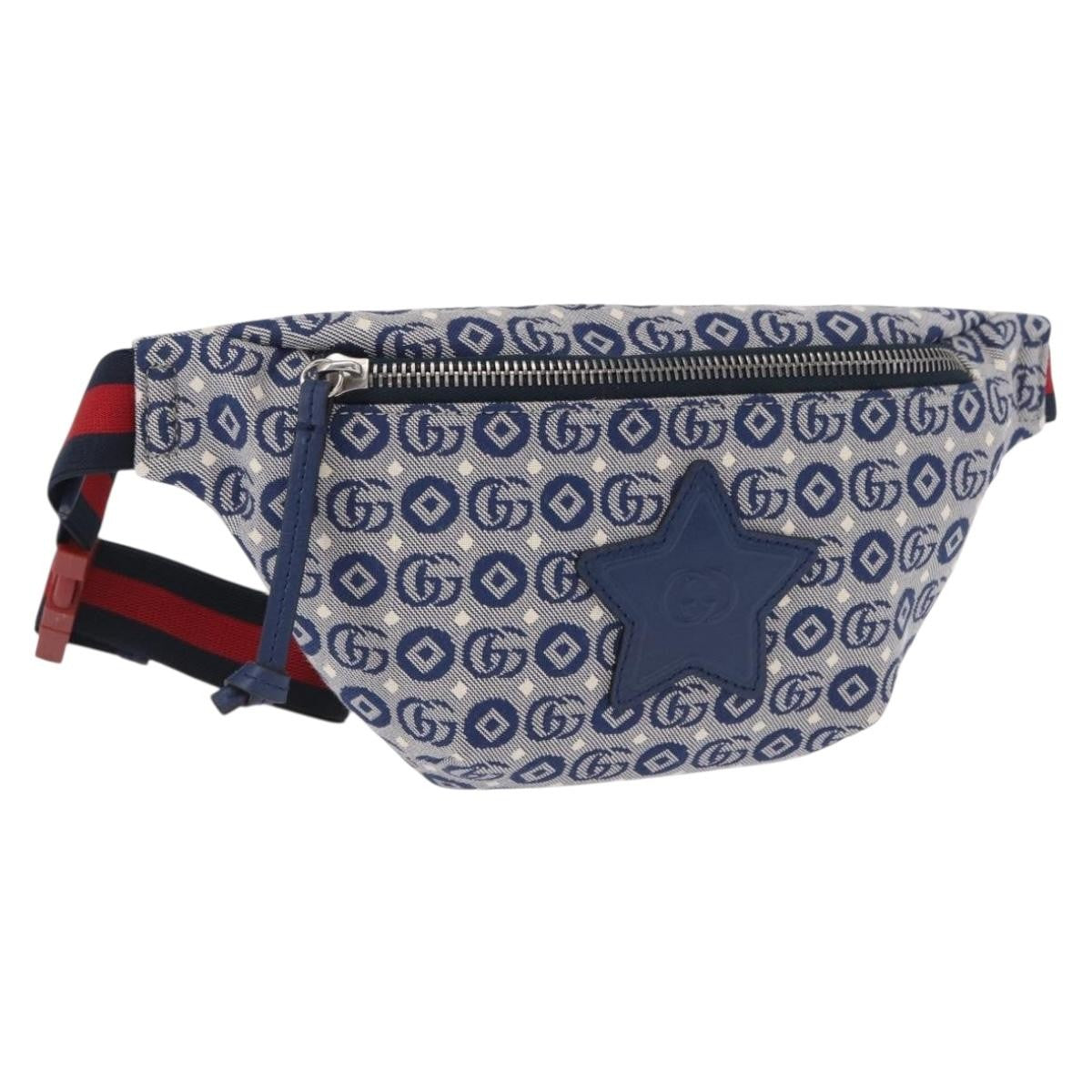 Gucci Children's Belt Printed Gg Coated Canvas Navy Canvas Handbag (Pre-Owned)