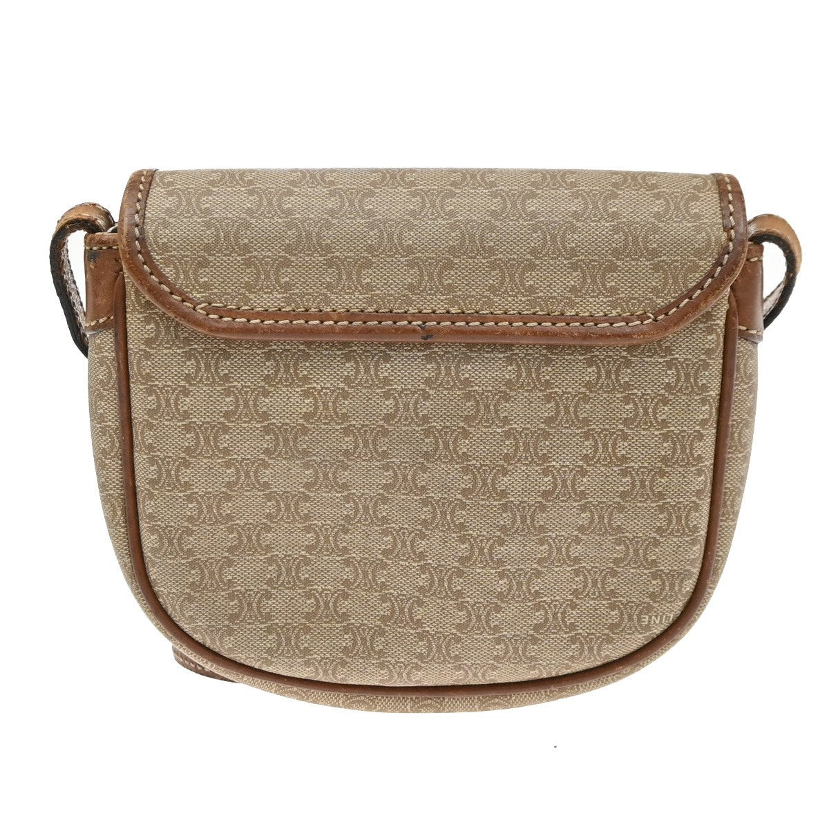 Celine Besace Flap Triomphe Coated Canvas Brown Canvas Handbag (Pre-Owned)