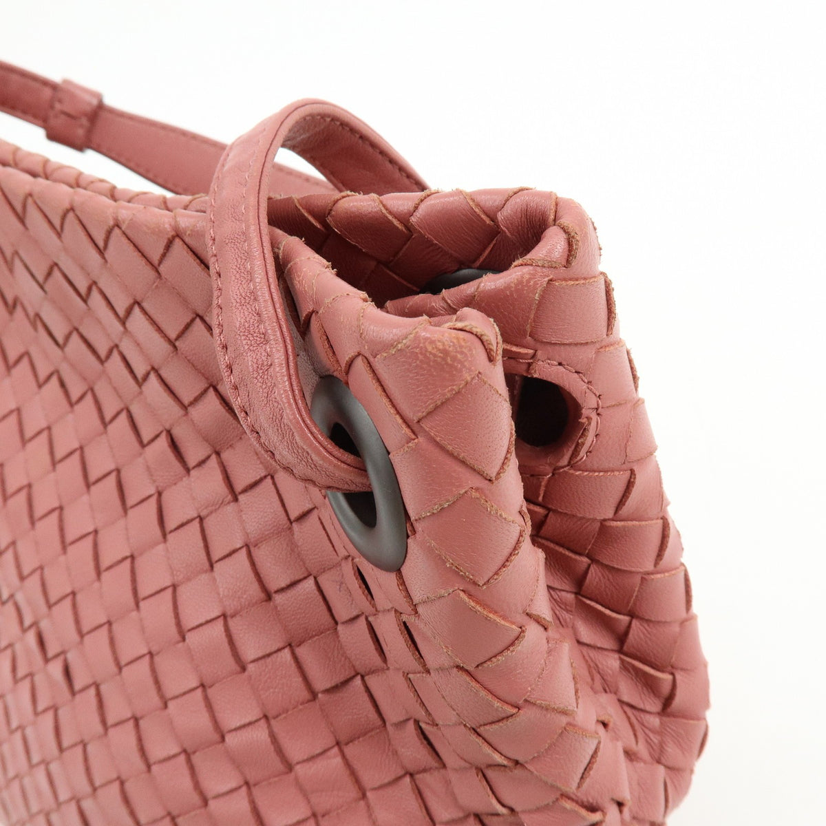 Bottega Veneta Bella Intrecciato Nappa Pink Leather Tote Bag Bag (Pre-Owned)