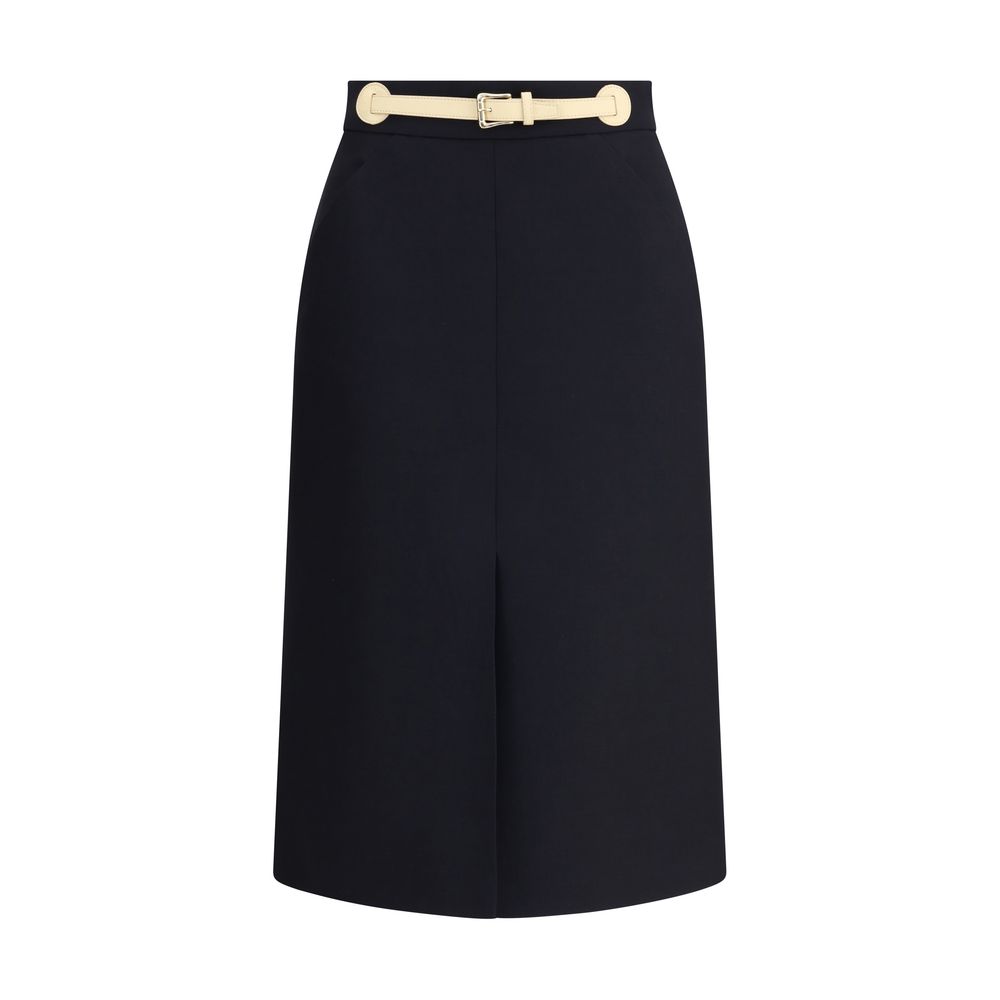Valentino Garavani Black Wool Oves Aries Midi Women's Skirt