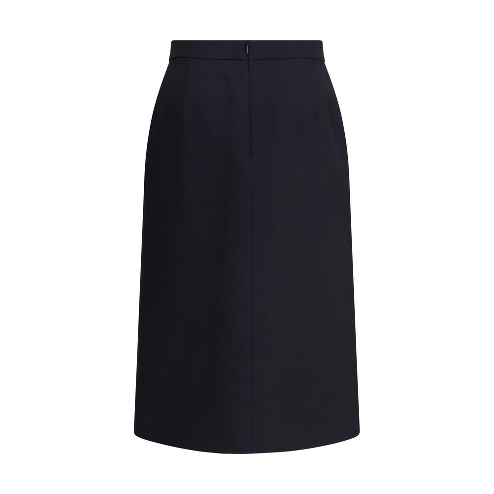 Valentino Garavani Black Wool Oves Aries Midi Women's Skirt