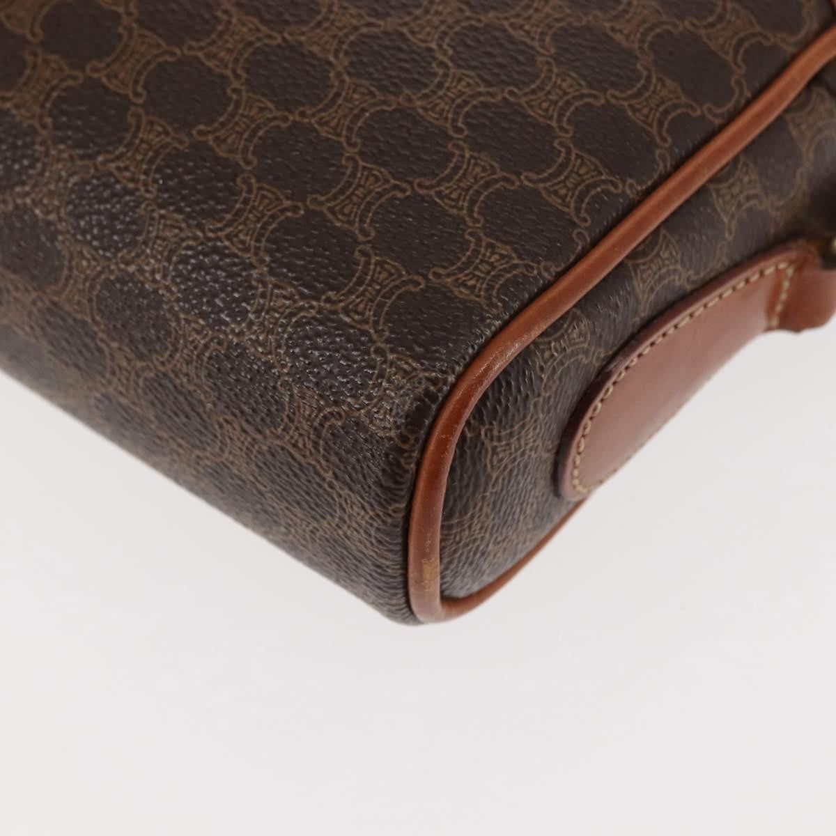 Celine Macadam Shoulder Pvc Leather Brown Canvas Bag (Pre-Owned)