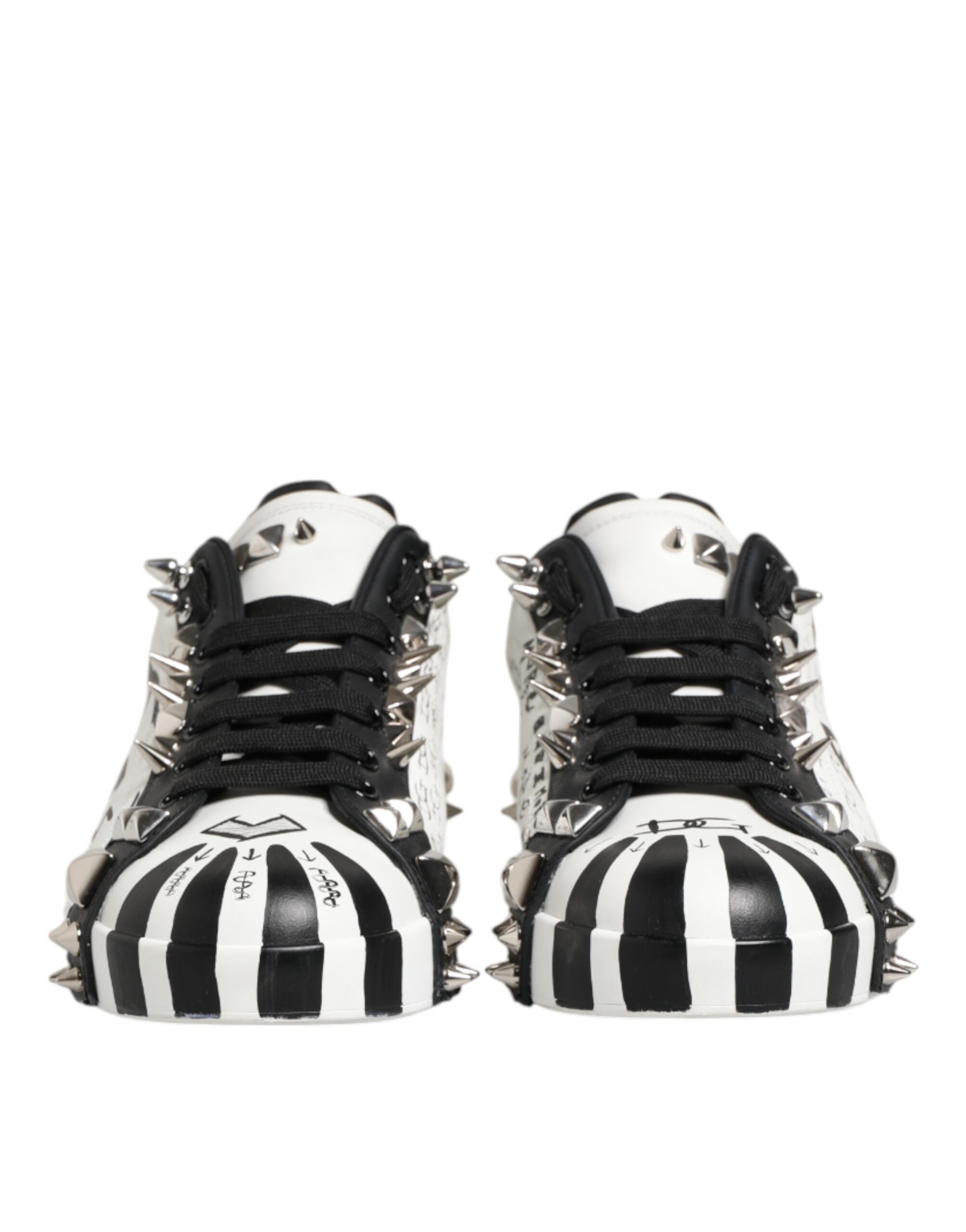 Dolce & Gabbana Black White Studded Low Top Sneakers Men's Shoes (Pre-Owned)