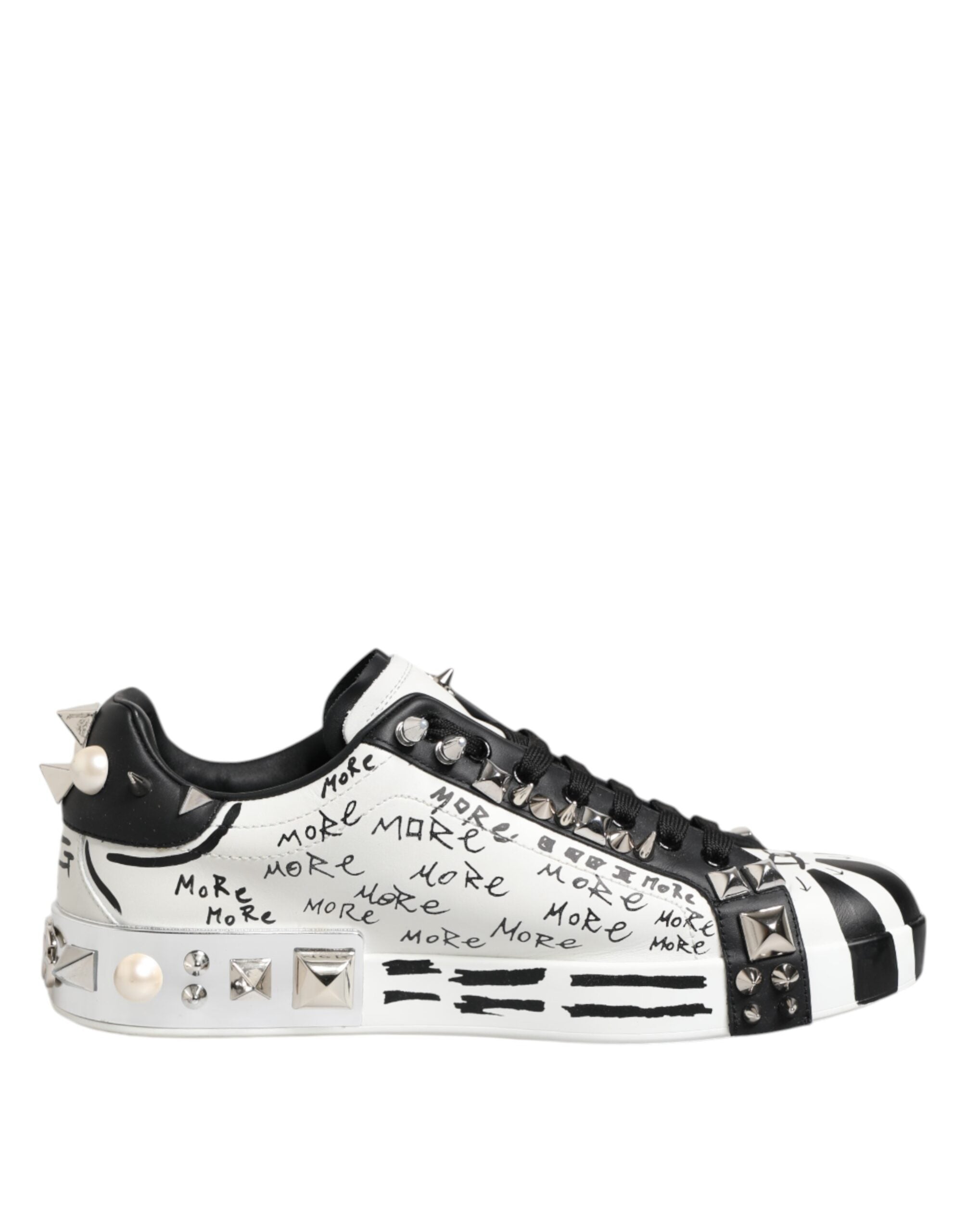 Dolce & Gabbana Black White Studded Low Top Sneakers Men's Shoes (Pre-Owned)