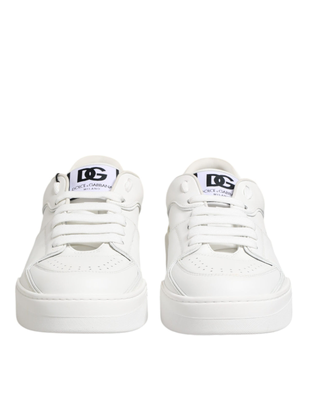 Dolce & Gabbana White Miami Leather Low Top Sneakers Men's Shoes (Pre-Owned)