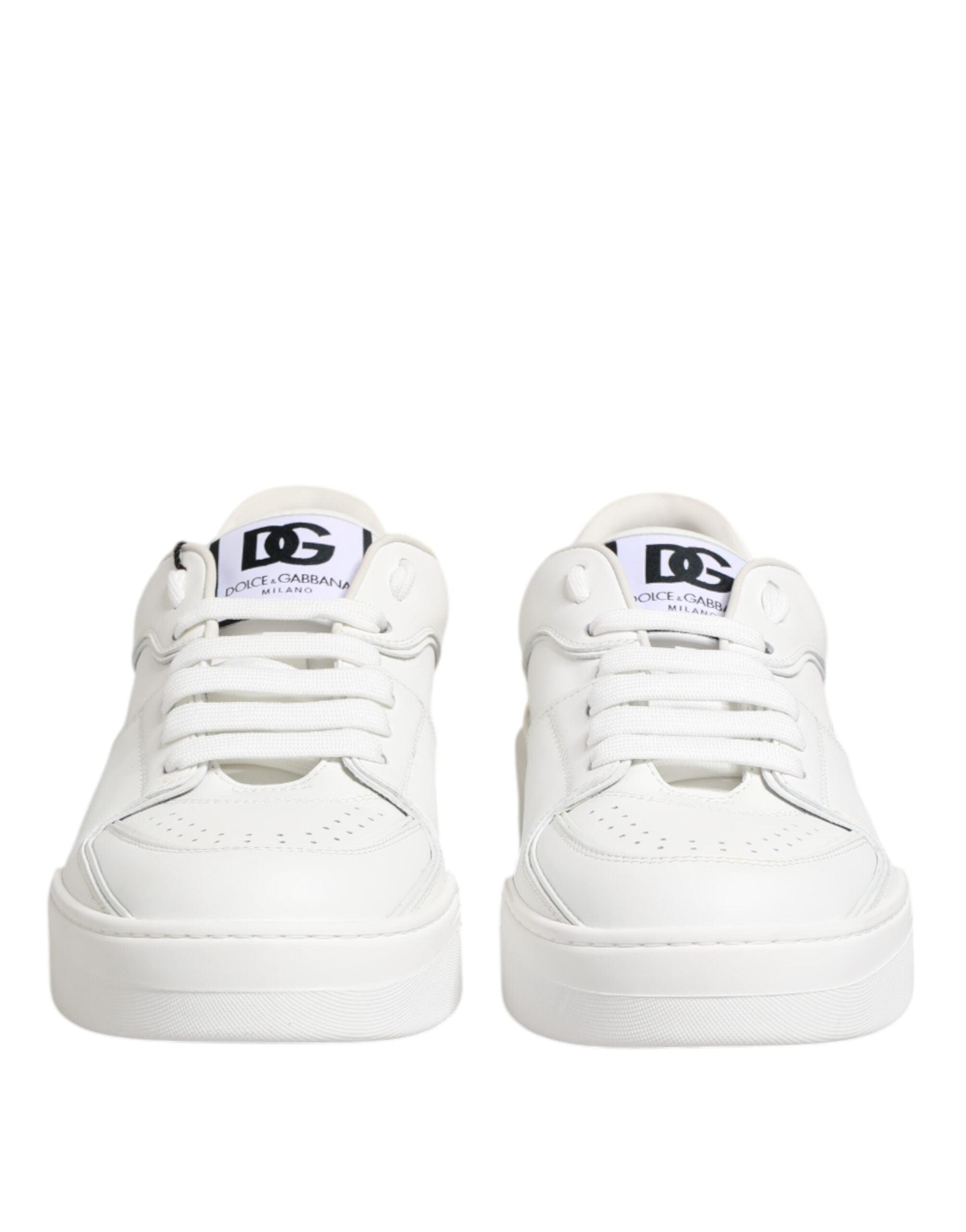 Dolce & Gabbana White Miami Leather Low Top Sneakers Men's Shoes (Pre-Owned)
