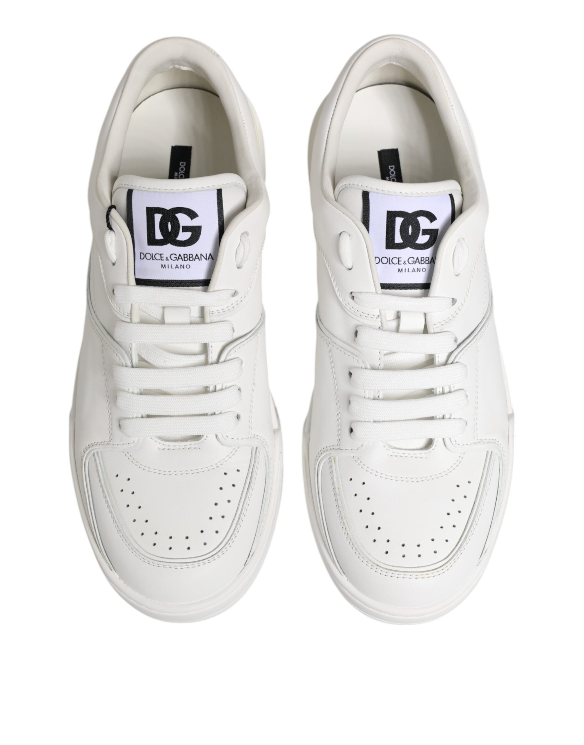 Dolce & Gabbana White Miami Leather Low Top Sneakers Men's Shoes