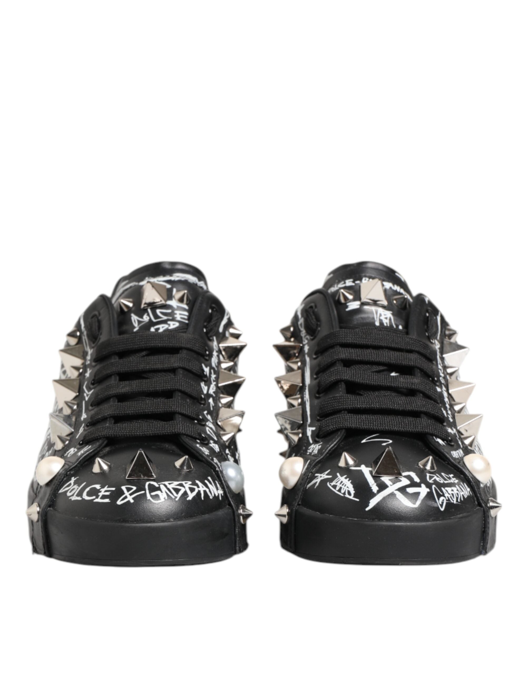Dolce & Gabbana Black Portofino Stud Embellished Sneakers Men's Shoes (Pre-Owned)