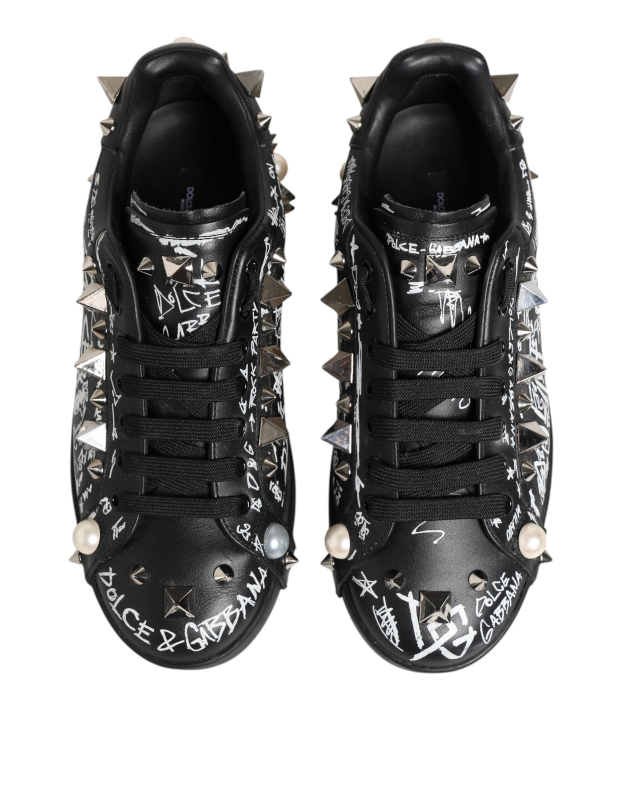 Dolce & Gabbana Black Portofino Stud Embellished Sneakers Men's Shoes (Pre-Owned)