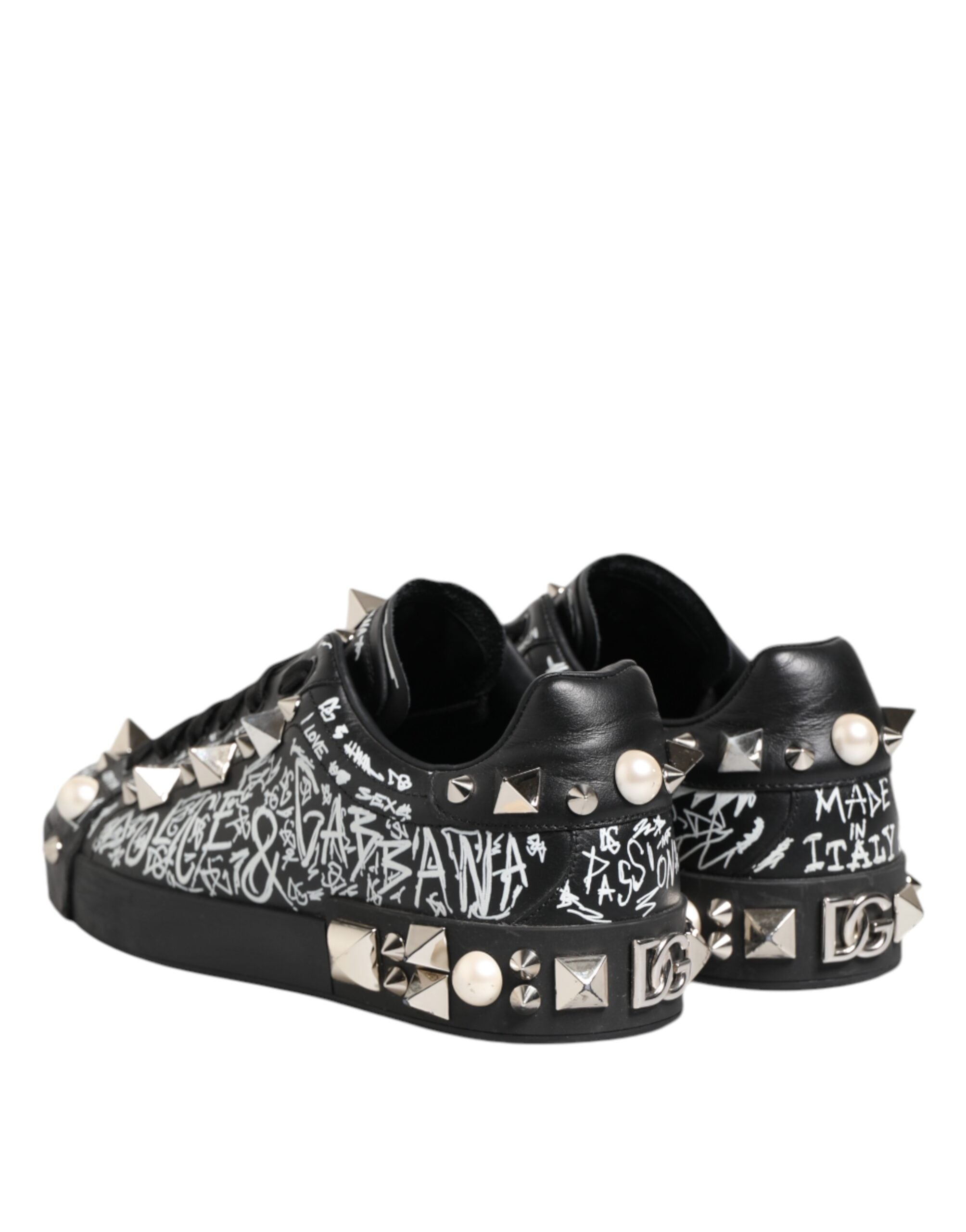 Dolce & Gabbana Black Portofino Stud Embellished Sneakers Men's Shoes (Pre-Owned)