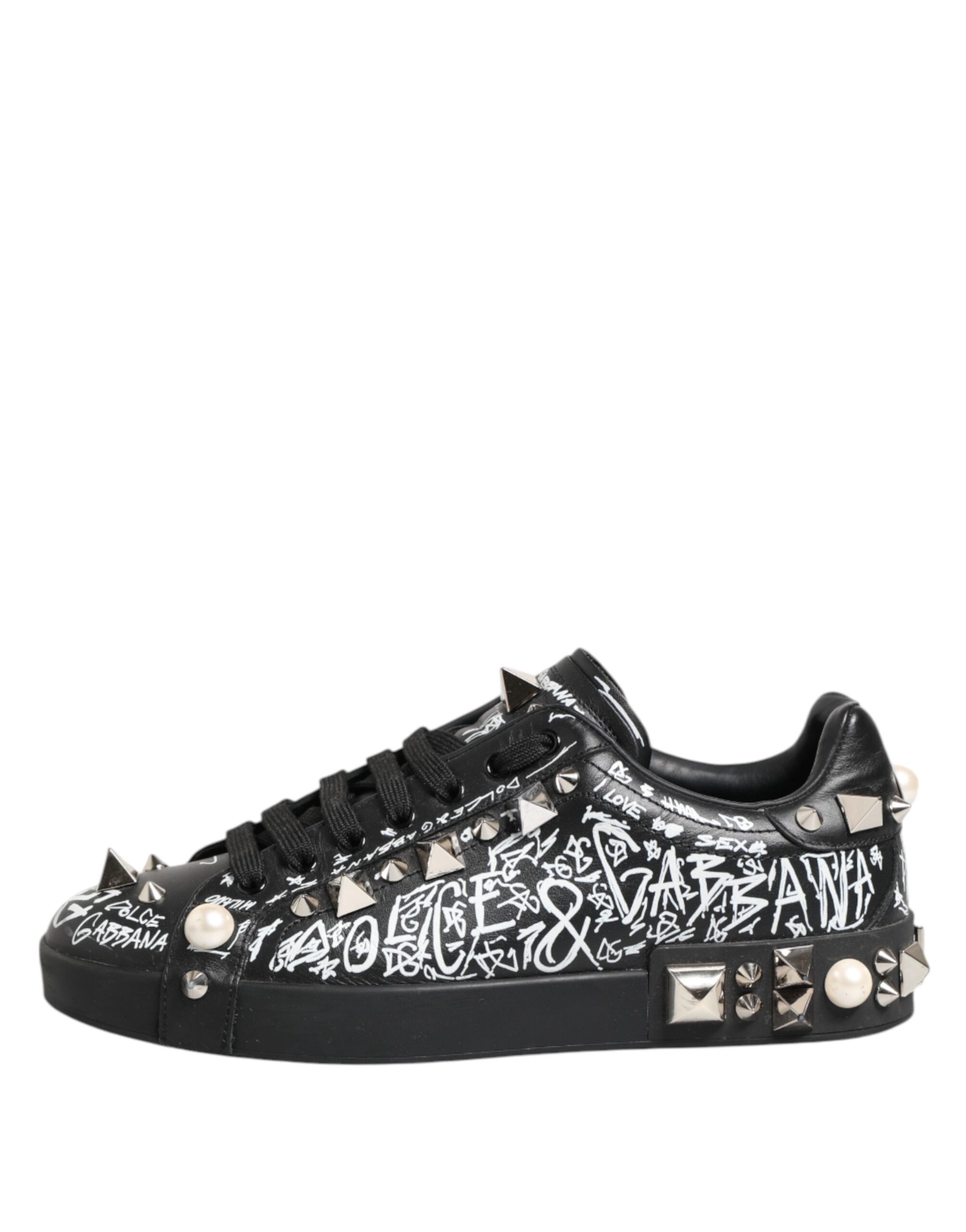 Dolce & Gabbana Black Portofino Stud Embellished Sneakers Men's Shoes (Pre-Owned)