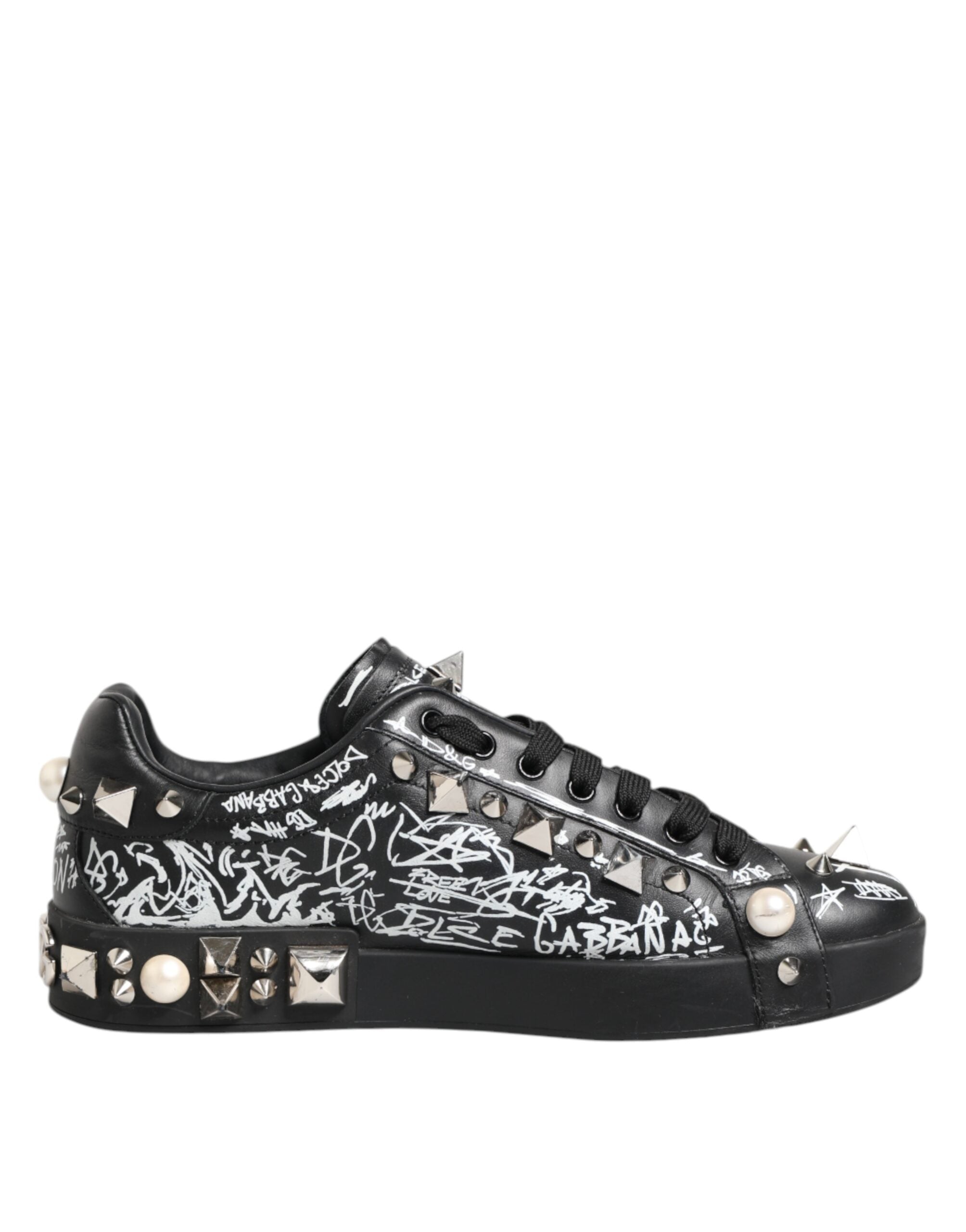 Dolce & Gabbana Black Portofino Stud Embellished Sneakers Men's Shoes (Pre-Owned)