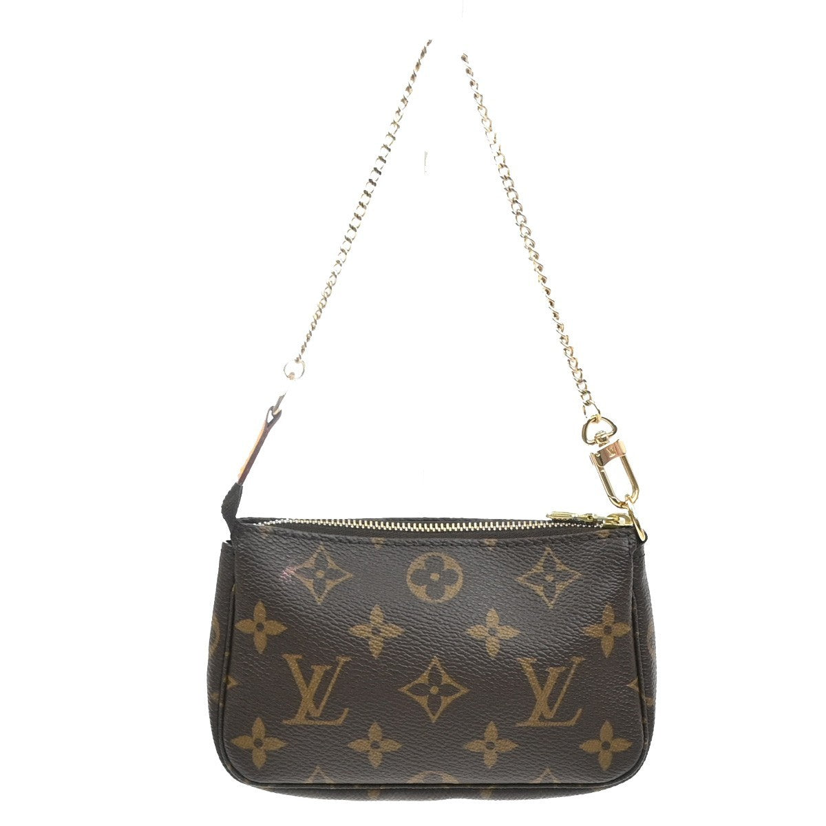 Louis Vuitton Mini Pochette Accessoires Canvas Brown Leather Clutche & Pouche Bag (Pre-Owned)
