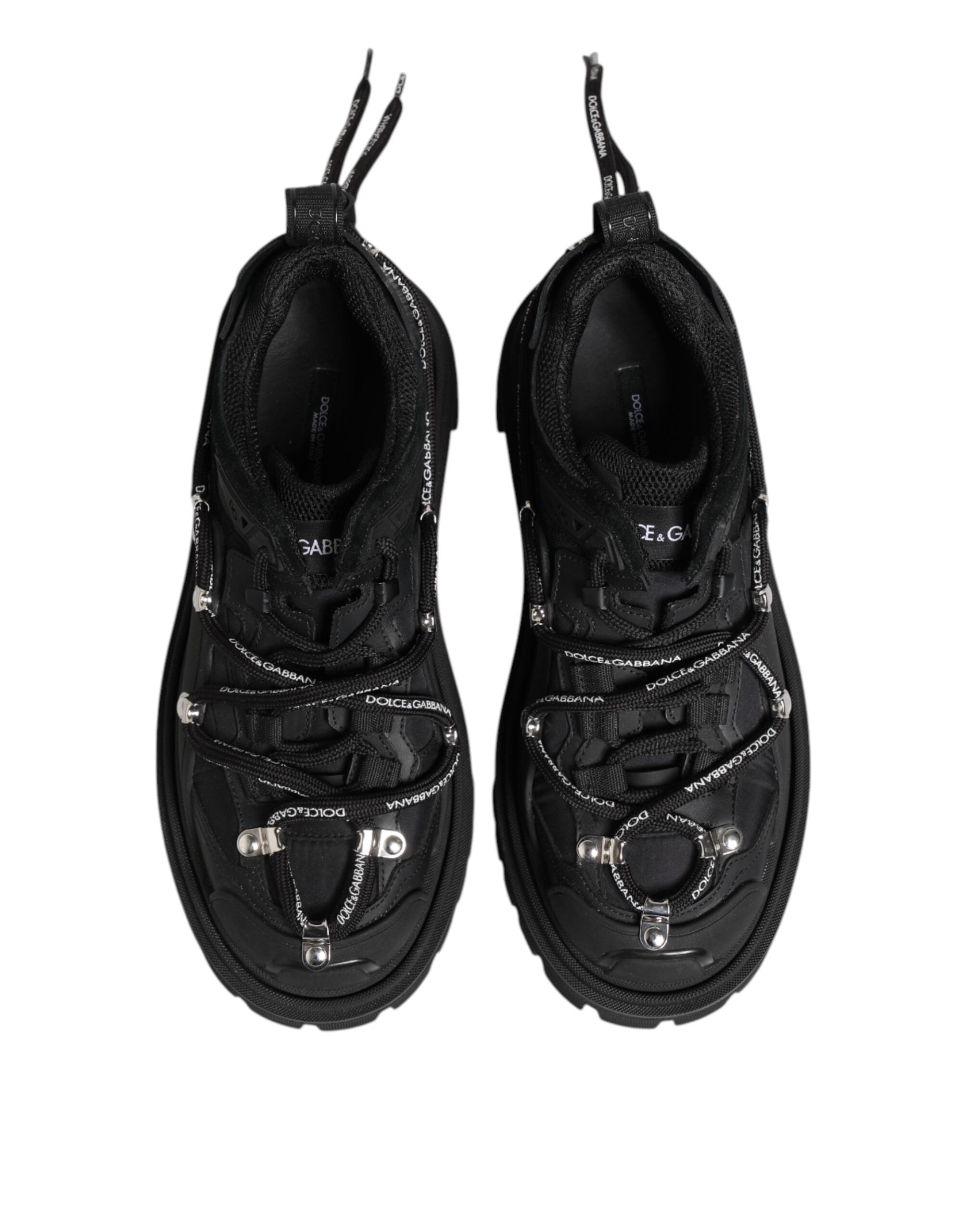 Dolce & Gabbana Black Low Top Lace Up Trekking Sneakers Men's Shoes