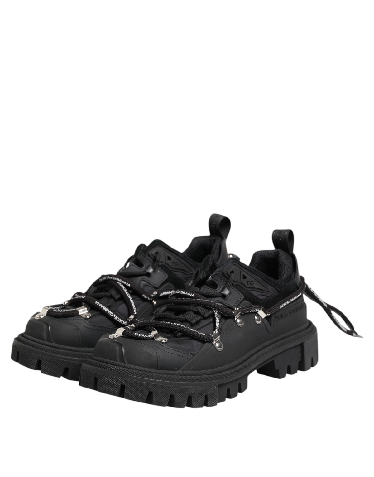 Dolce & Gabbana Black Low Top Lace Up Trekking Sneakers Men's Shoes