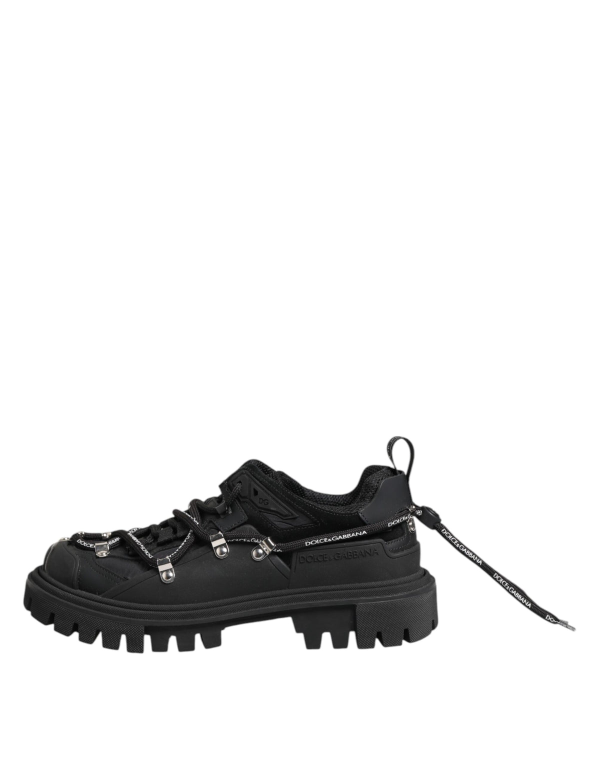 Dolce & Gabbana Black Low Top Lace Up Trekking Sneakers Men's Shoes