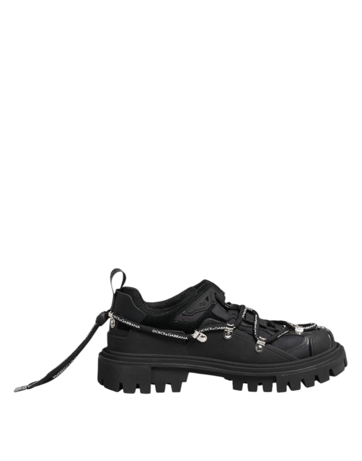 Dolce & Gabbana Black Low Top Lace Up Trekking Sneakers Men's Shoes