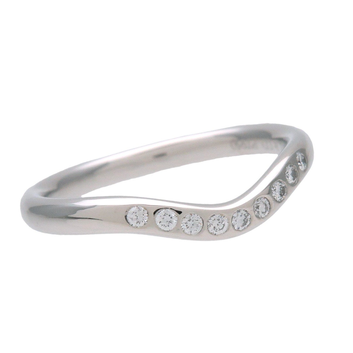 Tiffany & Co. Elsa Peretti Curved Wedding Band Platinum With Diamonds Silver Platinum Ring Jewelry (Pre-Owned)