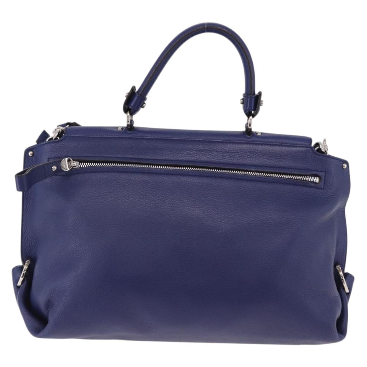 Salvatore Ferragamo Sofia Satchel Leather Blue Leather Handbag (Pre-Owned)