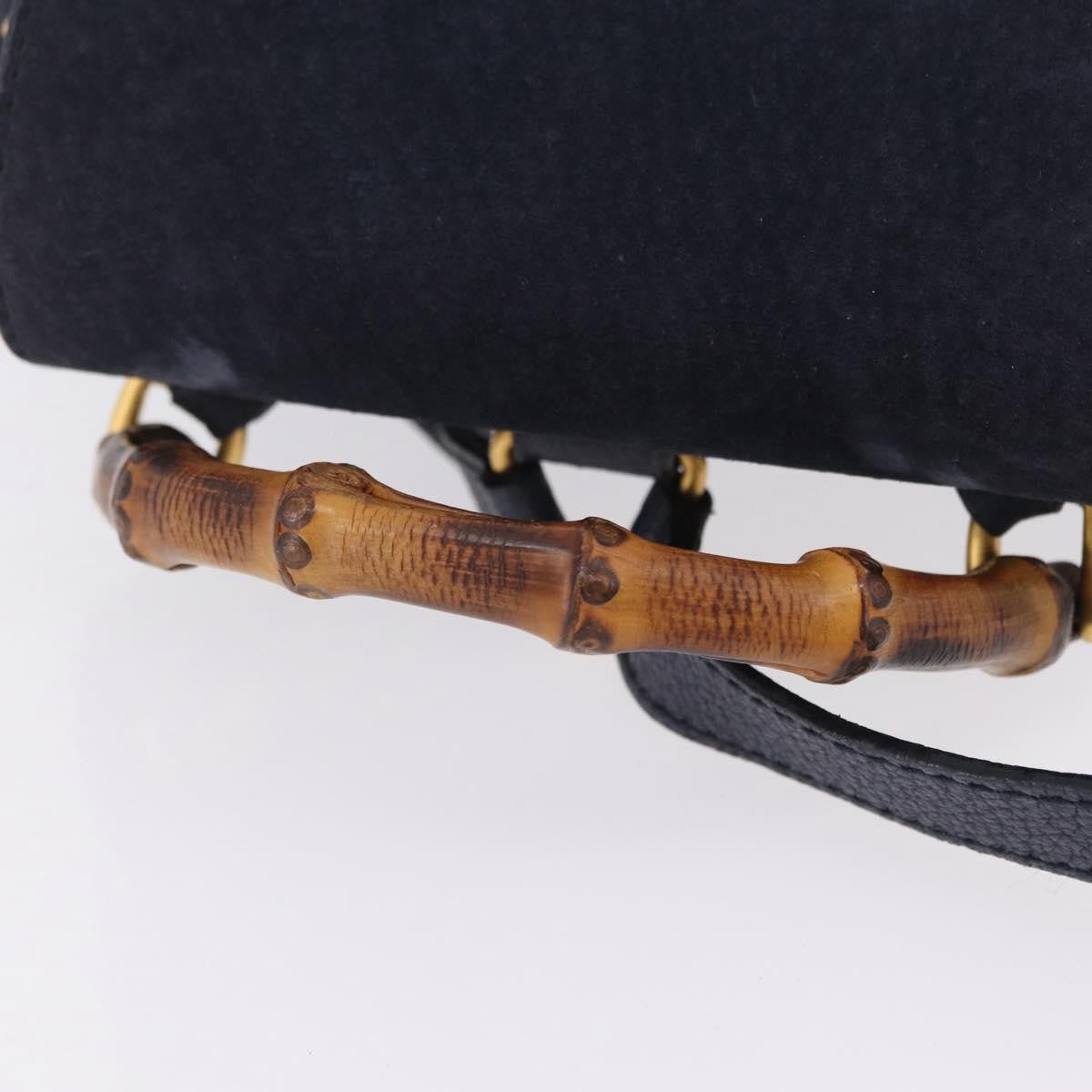Gucci Vintage Bamboo Suede Navy Suede Backpack Bag (Pre-Owned)