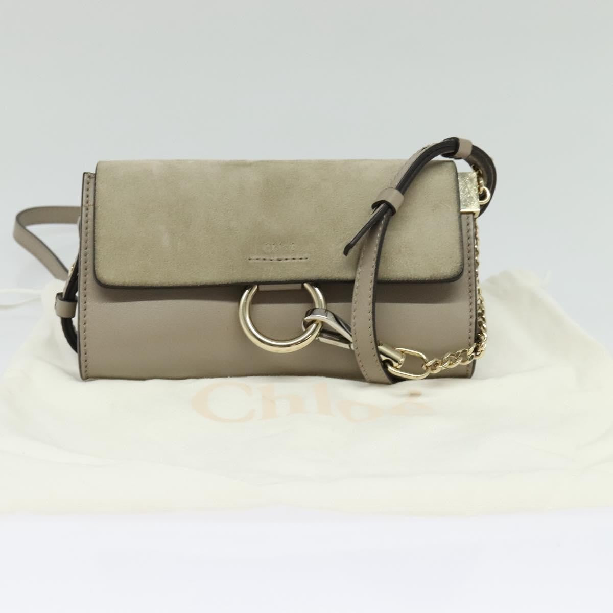 Chloe Faye Leather And Suede Beige Leather Shoulder Bag Bag (Pre-Owned)
