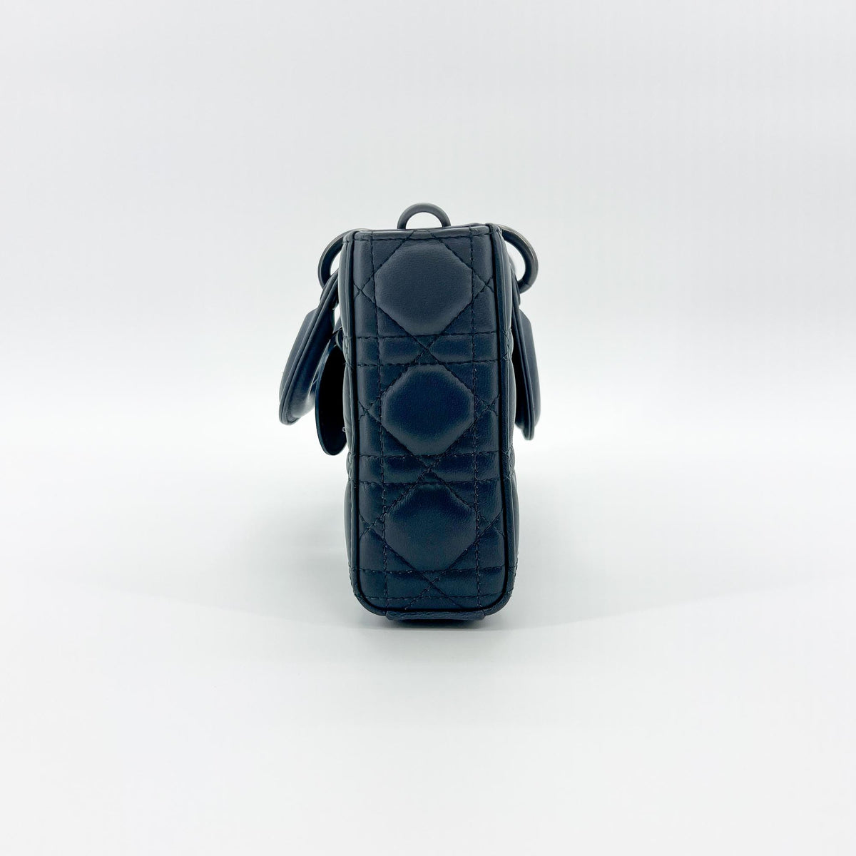 Christian Dior Lady D-Joy Cannage Quilt Lambskin Navy Leather Handbag (Pre-Owned)