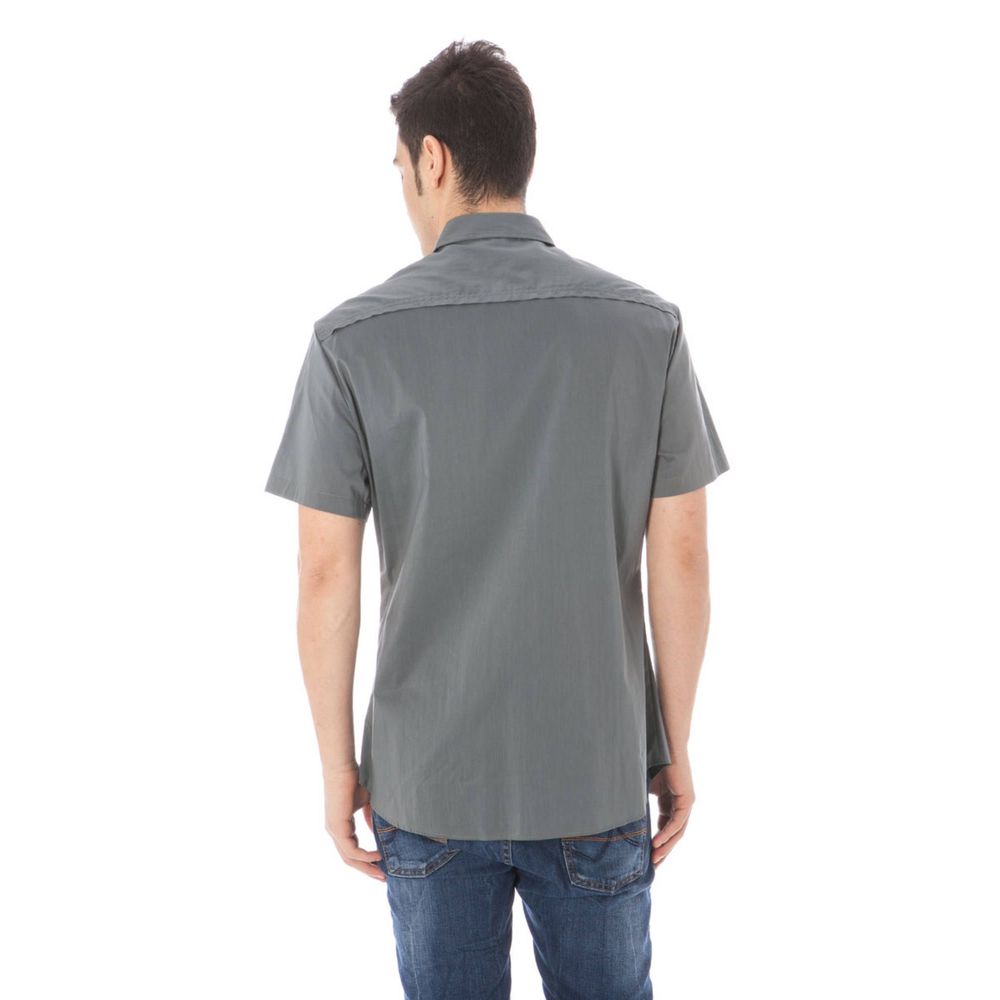 Costume National "Gray Cotton Men's Shirt with Italian Men's Collar"