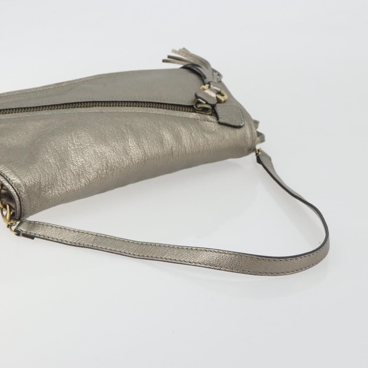 Salvatore Ferragamo Gancini Leather Silver Leather Shoulder Bag Bag (Pre-Owned)