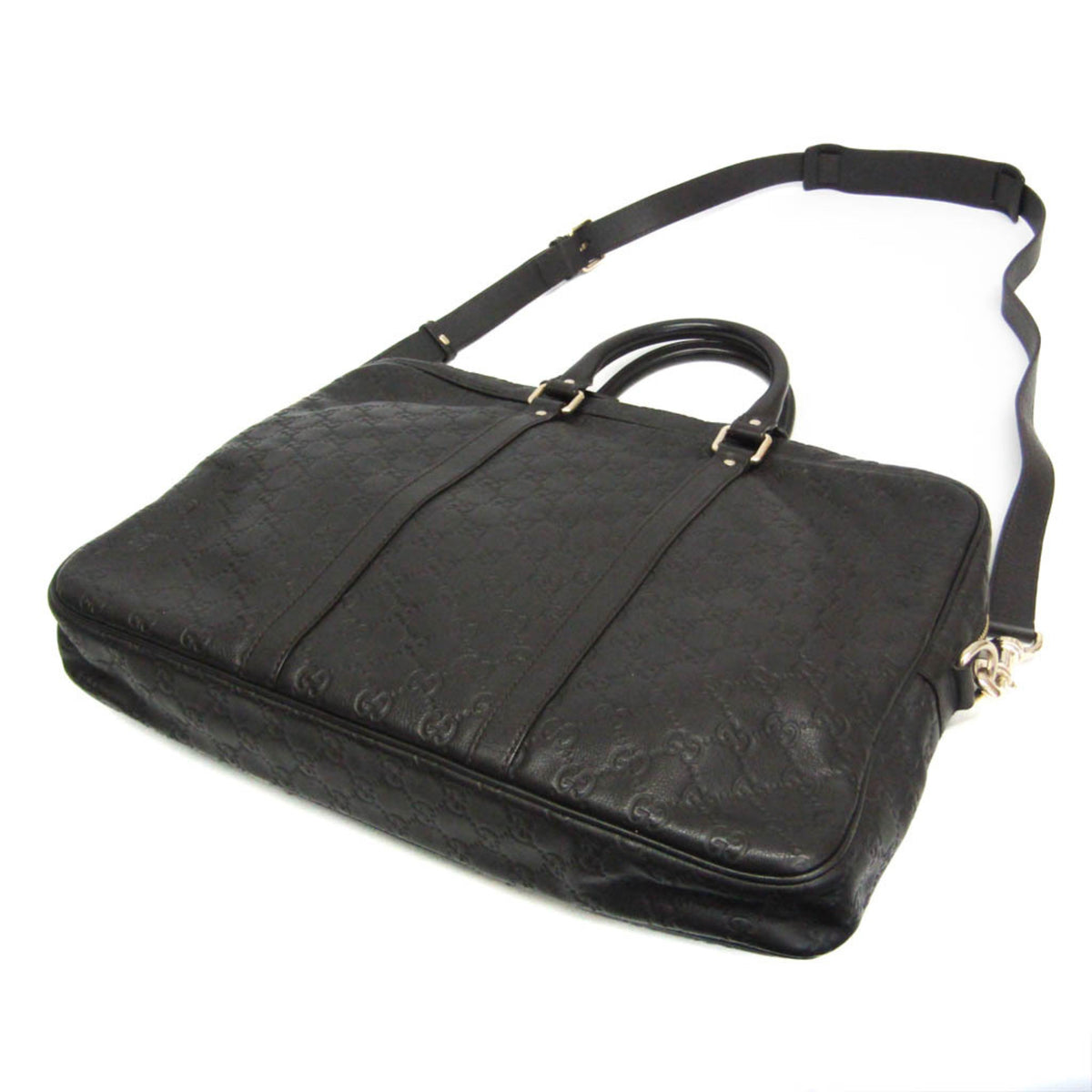 Gucci Gucci Marmont Black Leather Brown Leather Briefcase Bag (Pre-Owned)