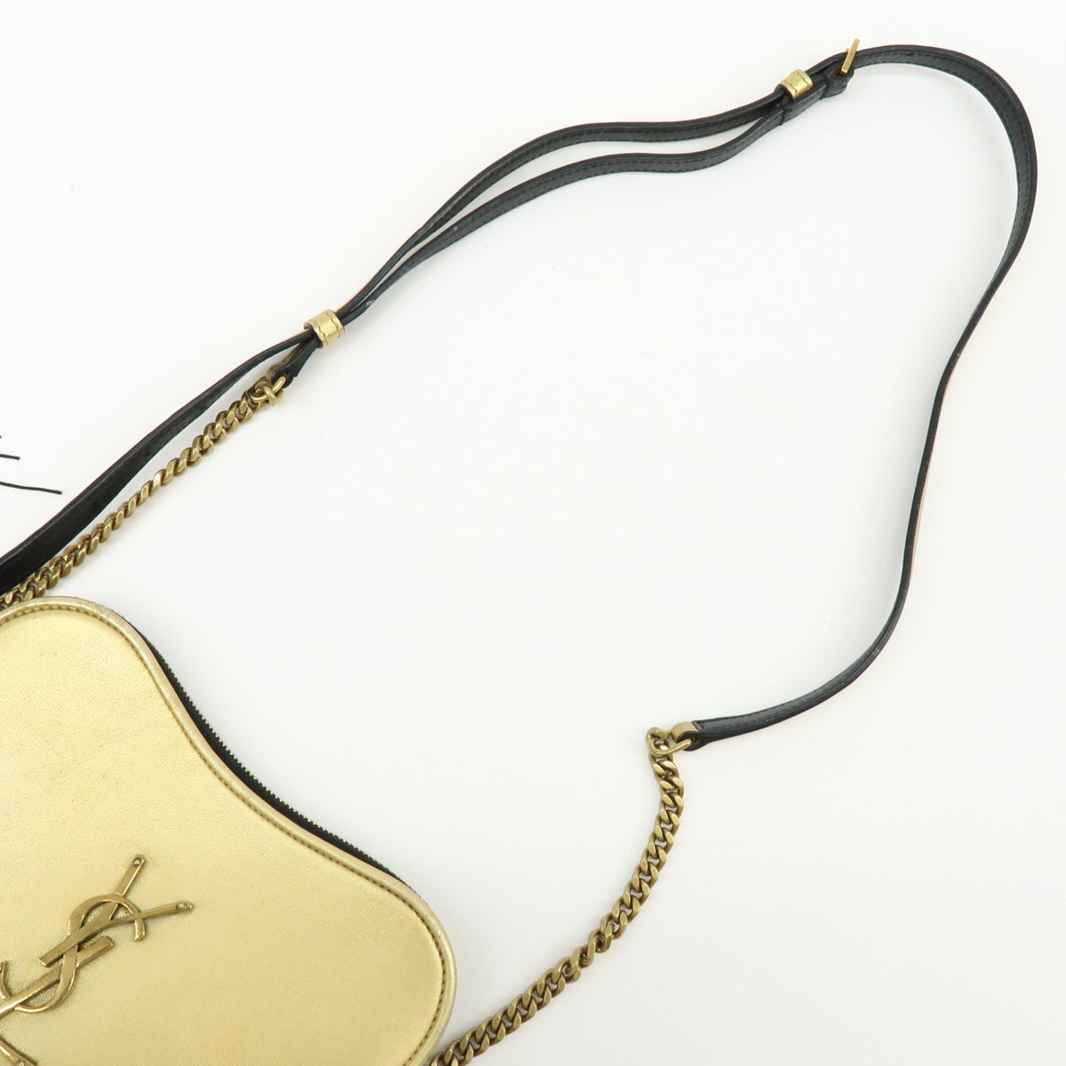 Saint Laurent Love Heart Tassel Chain Leather Gold Leather Handbag (Pre-Owned)