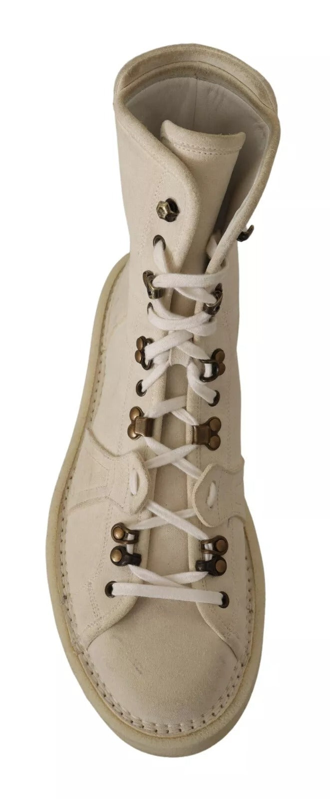 Dolce & Gabbana White Leather Lace Up Mens Men's Boots (Pre-Owned)