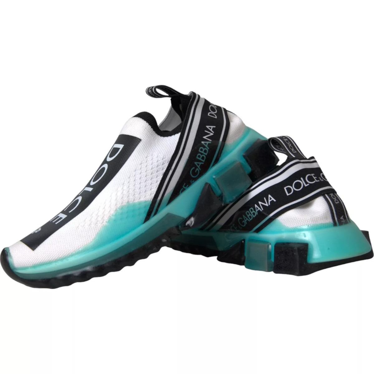 Dolce & Gabbana Black White Blue Slip On Sorrento Men's Sneakers