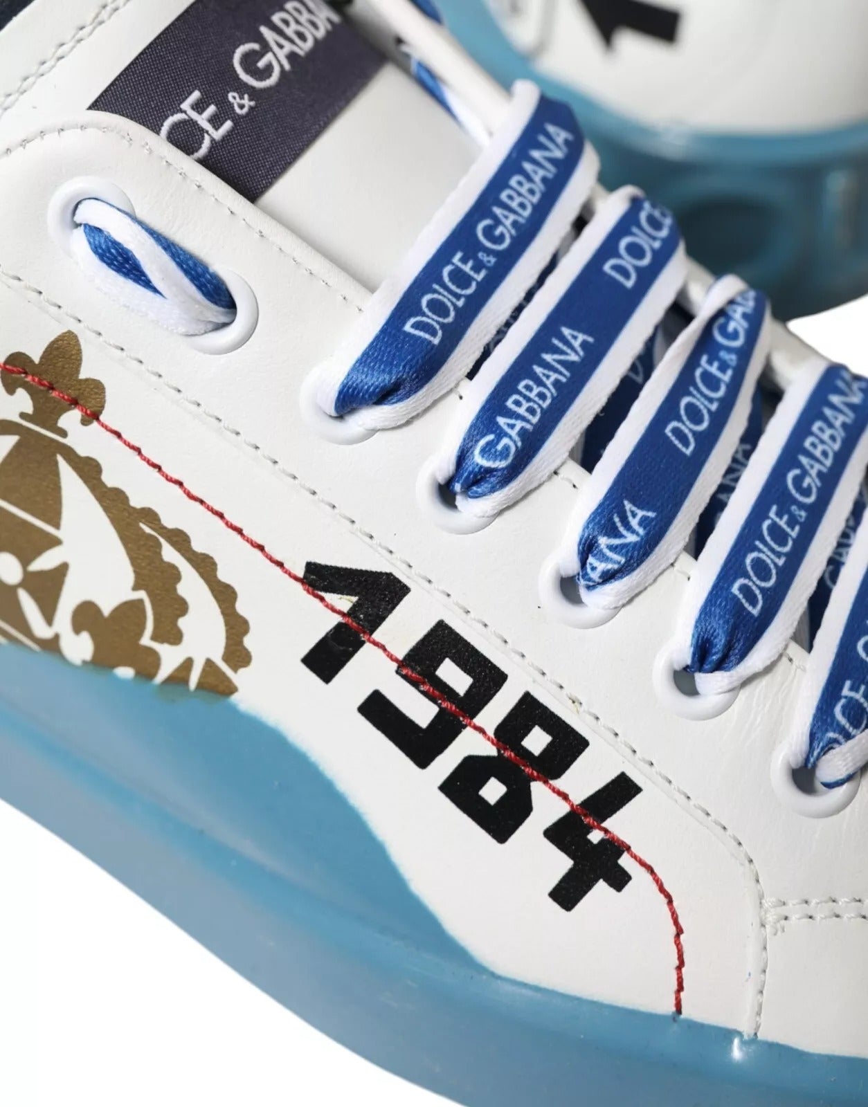 Dolce & Gabbana Blue White Printed Portofino Melt Men's Sneakers