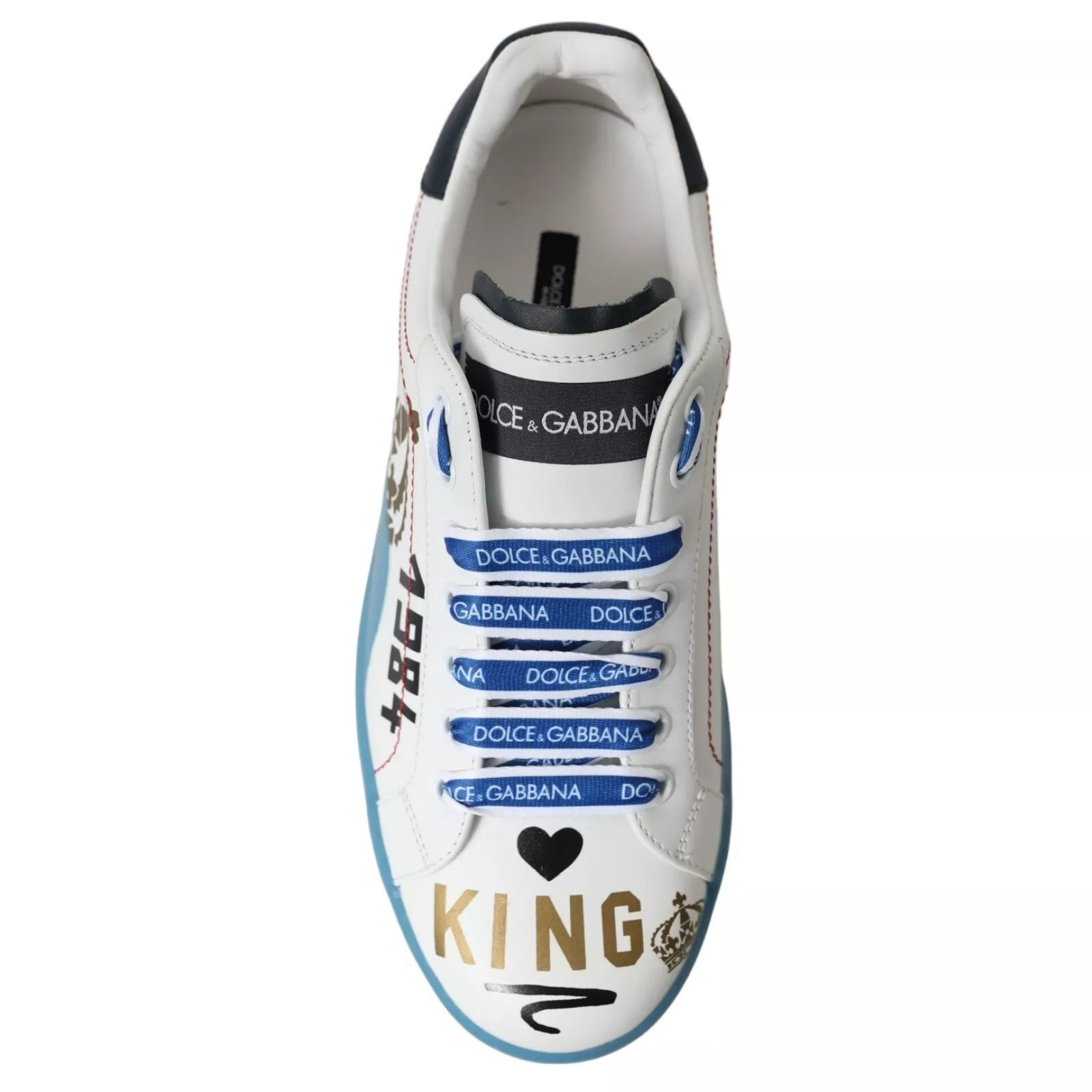 Dolce & Gabbana Blue White Printed Portofino Melt Men's Sneakers